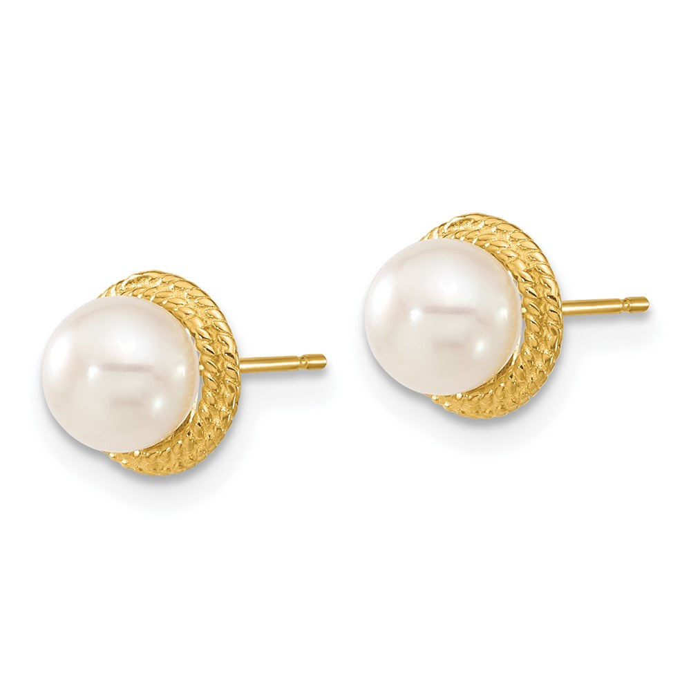 14k 5-6mm White Button FWC Pearl Earring and Pendant Set