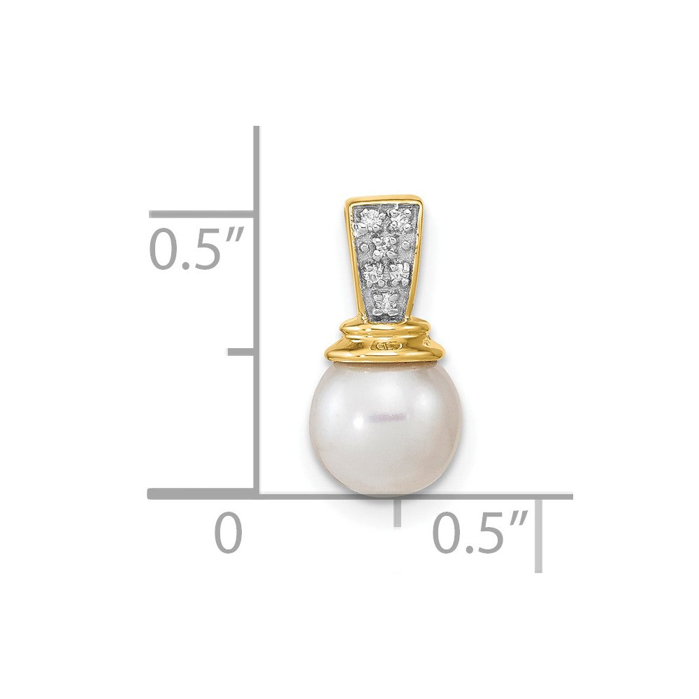 14k 6-7mm Freshwater Cultured Pearl and Diamond Polished Pendant
