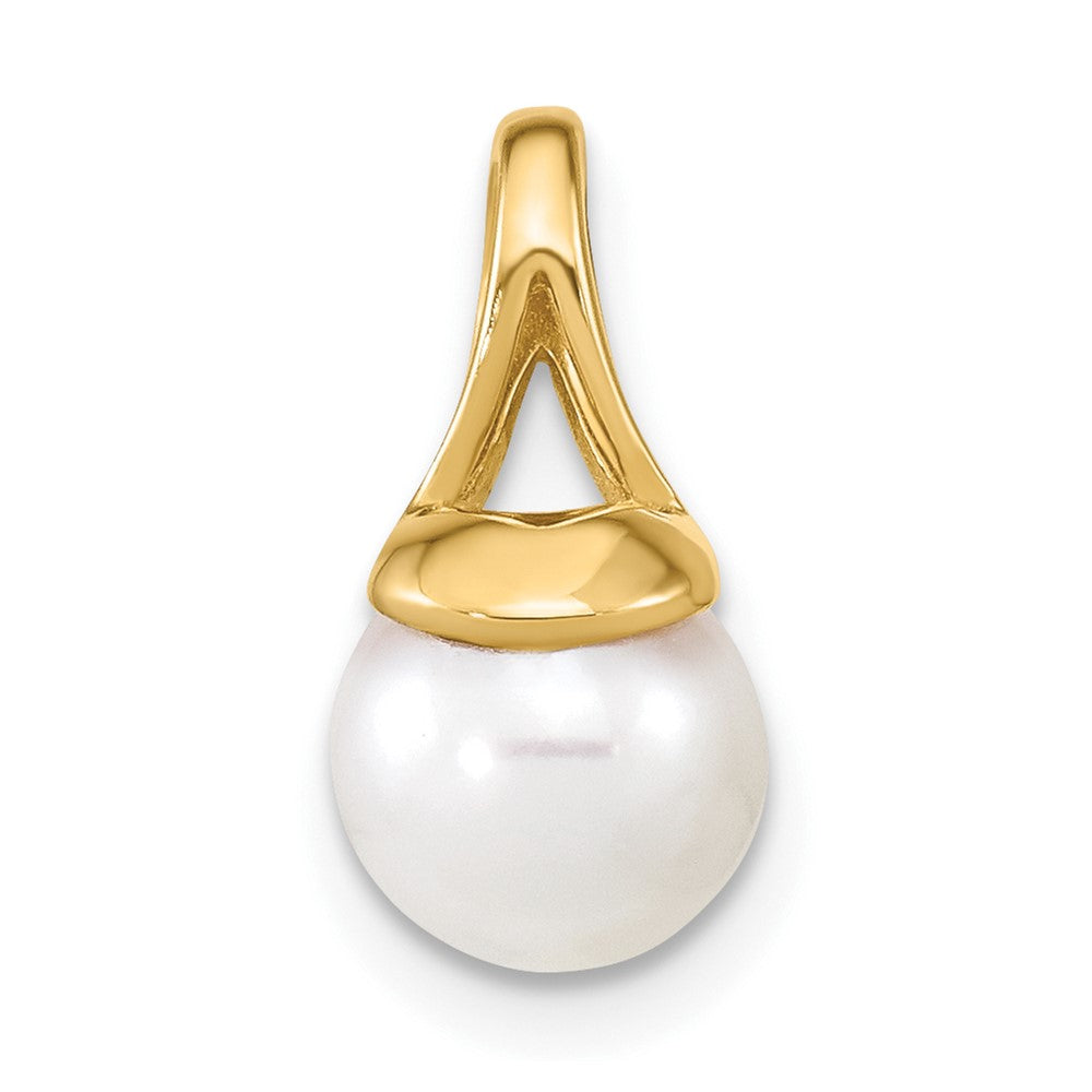 14K 7-8mm White Freshwater Cultured Pearl Polished Pendant