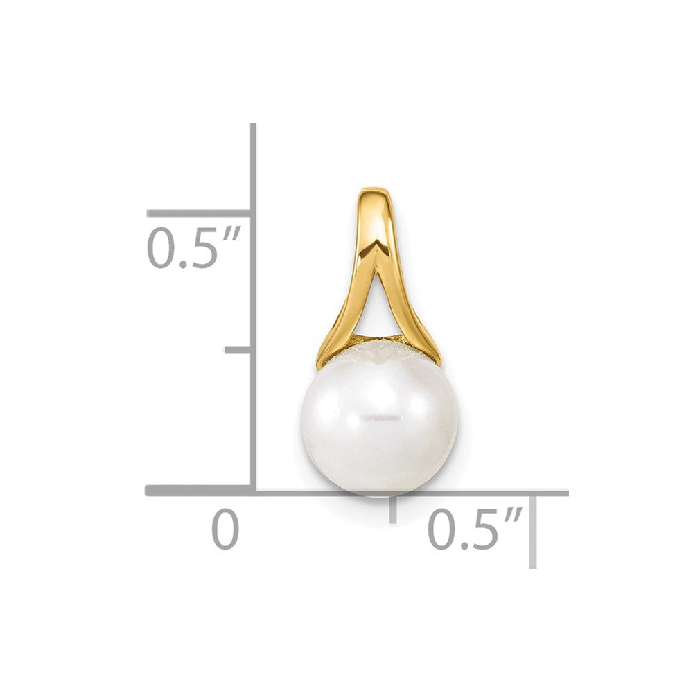 14K 7-8mm White Freshwater Cultured Pearl Polished Pendant