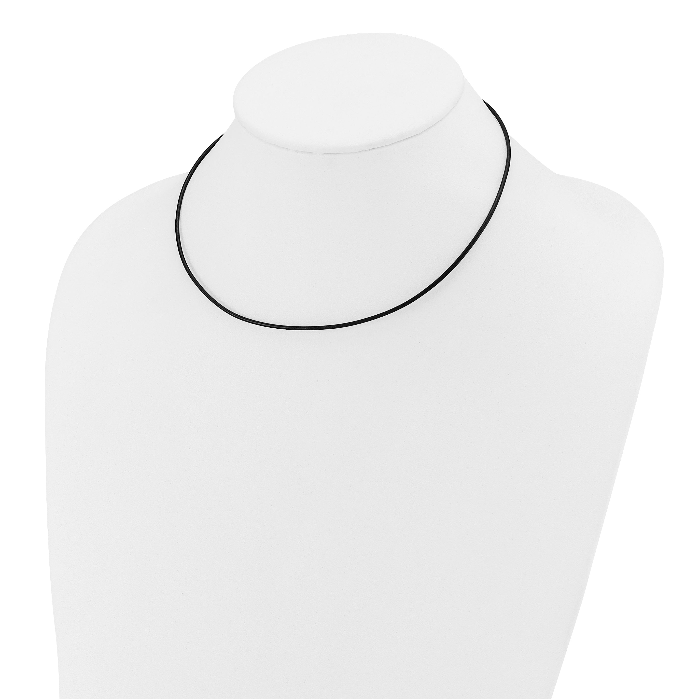 14k White Gold Clasp 1.5mm 16 inch Black Leather Cord Necklace