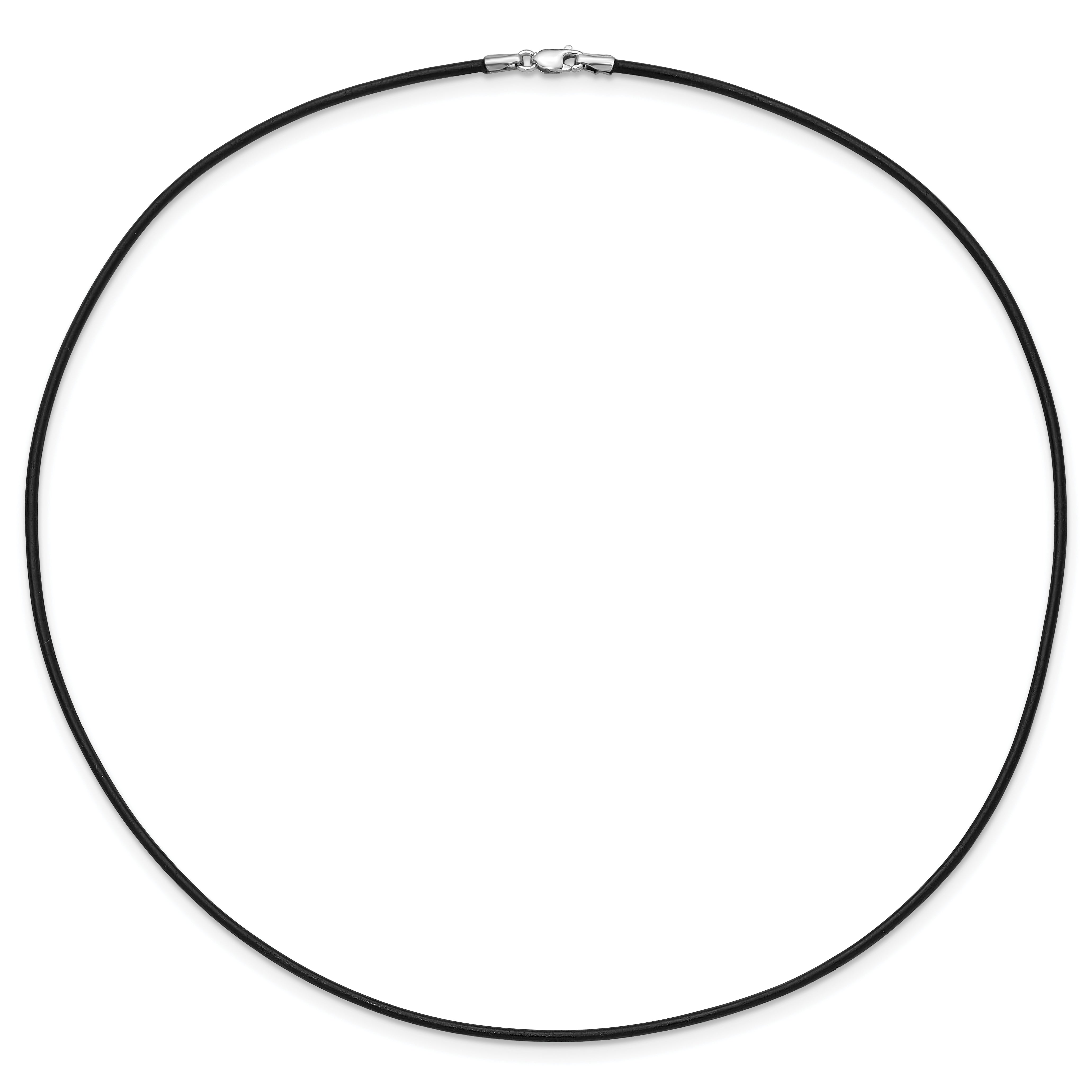 14k White Gold Clasp 1.5mm 16 inch Black Leather Cord Necklace