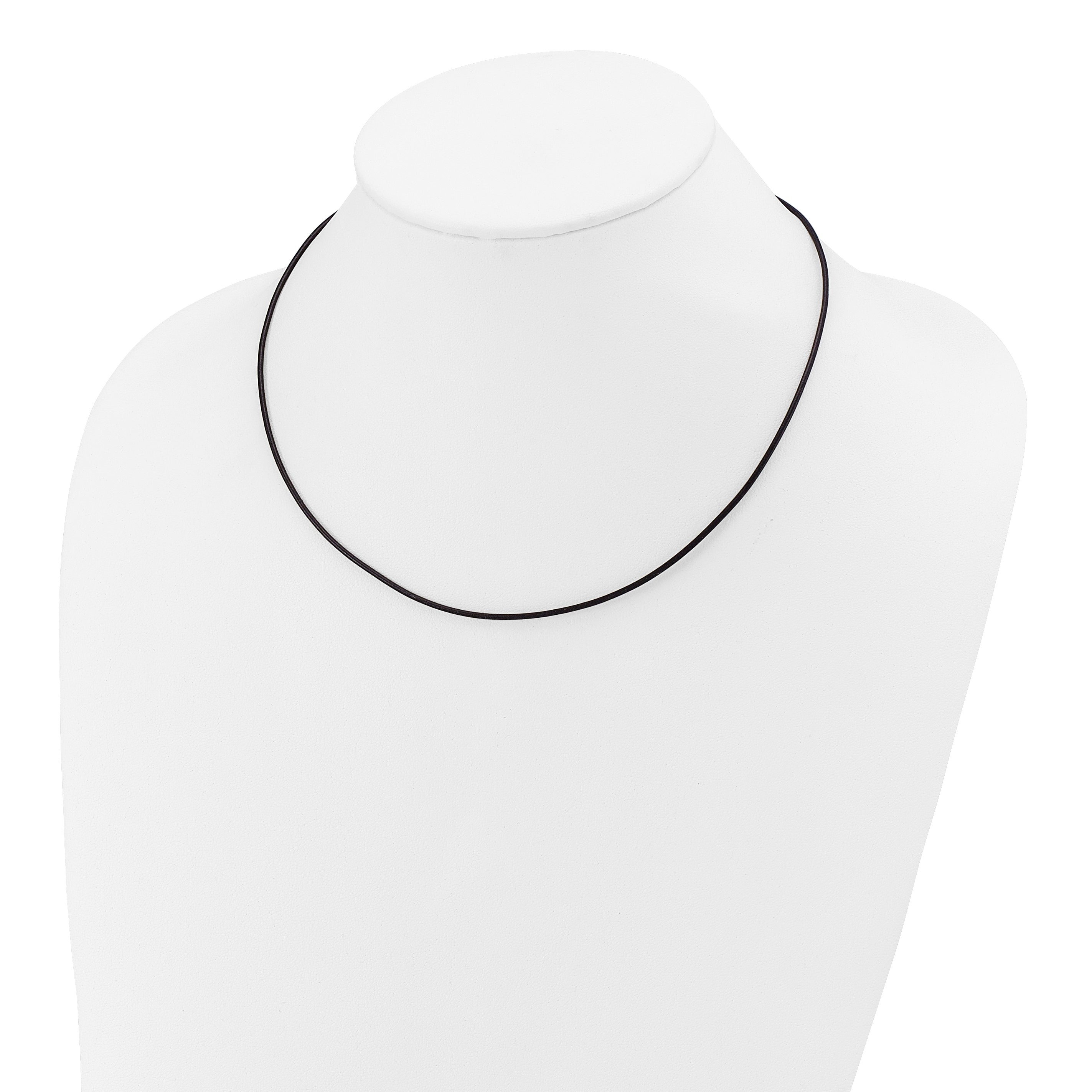 14k White Gold Clasp 1.5mm 16 inch Black Leather Cord Necklace