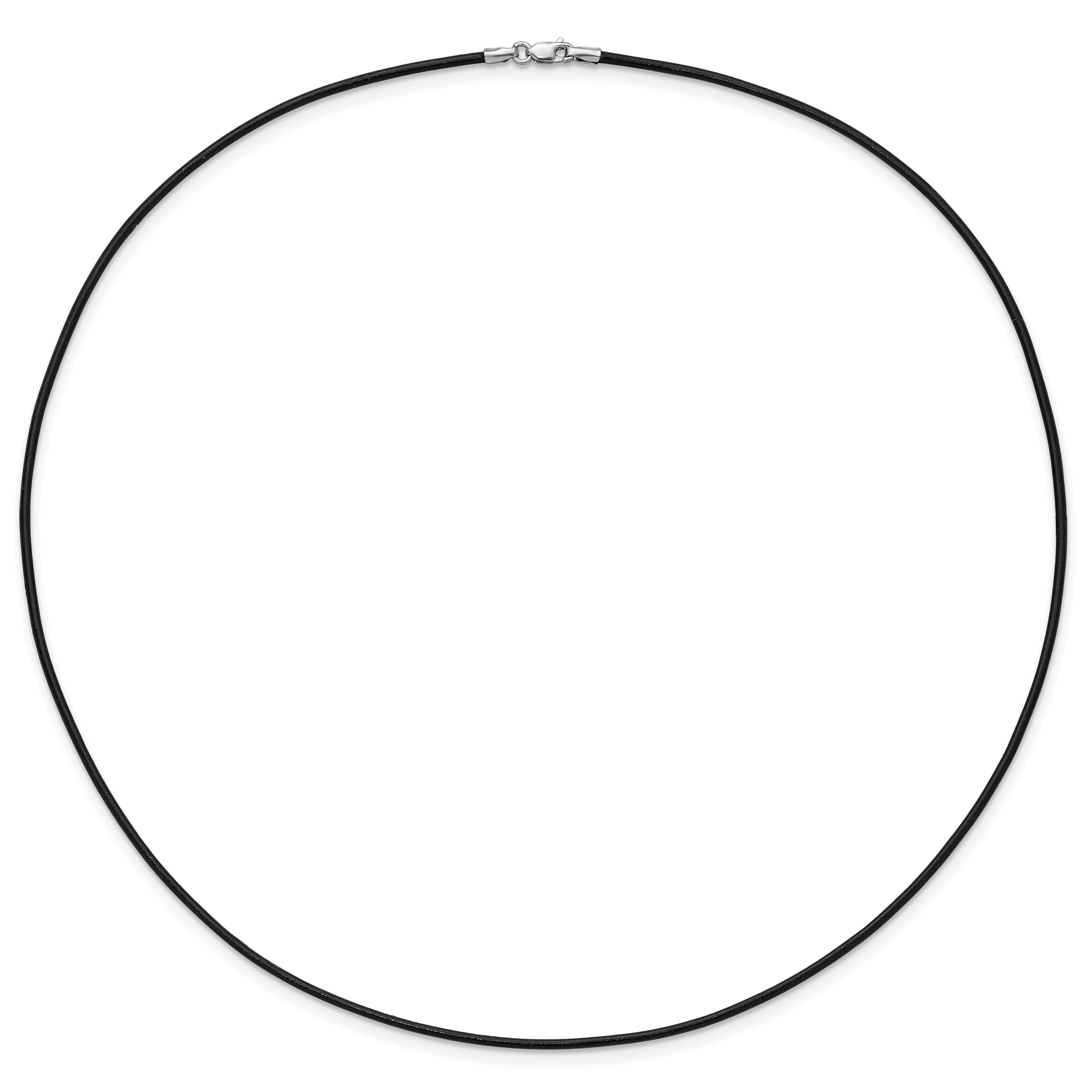 14k White Gold Clasp 1.5mm 16 inch Black Leather Cord Necklace