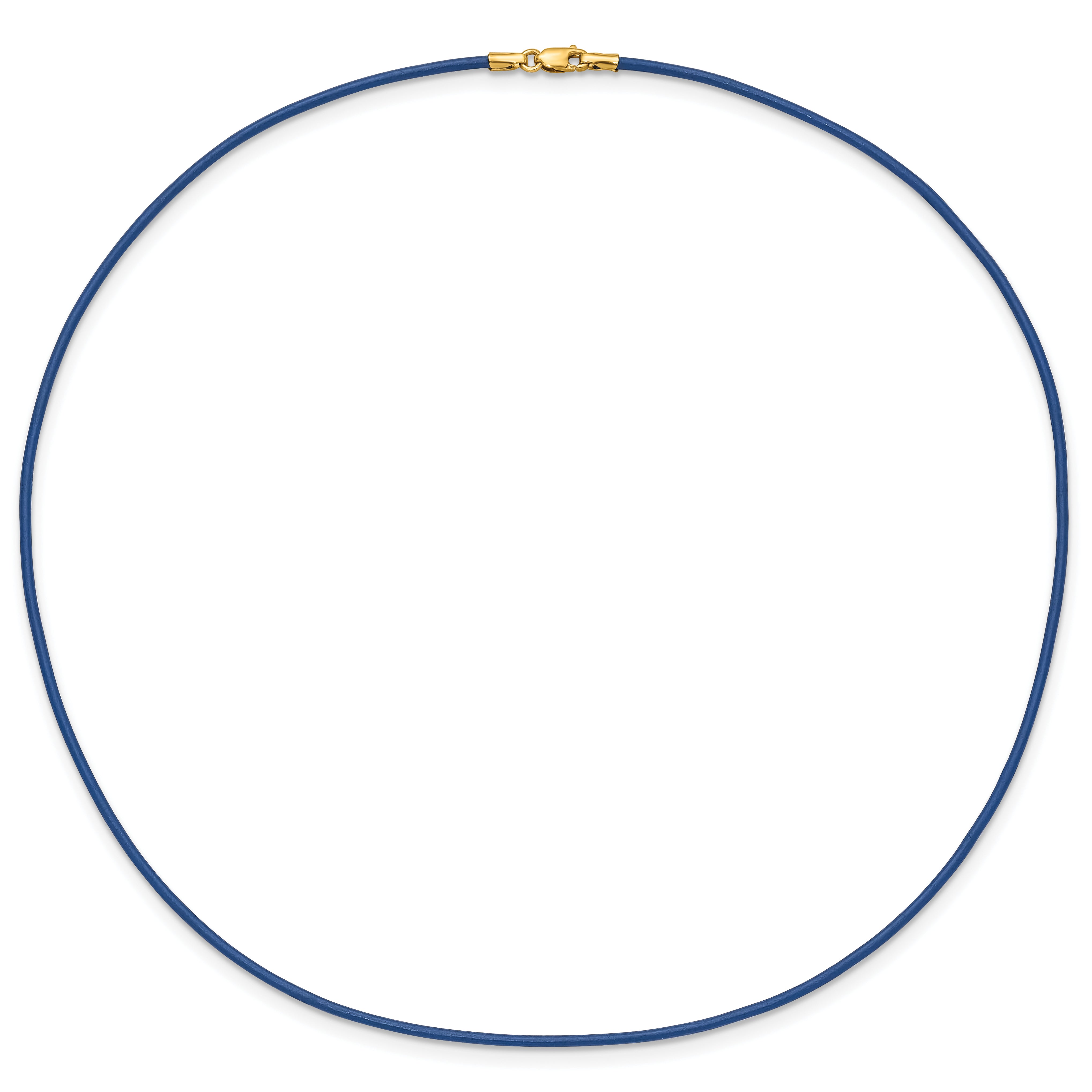 14k Yellow Clasp 1.6mm 16 inch Royal Blue Leather Cord Necklace