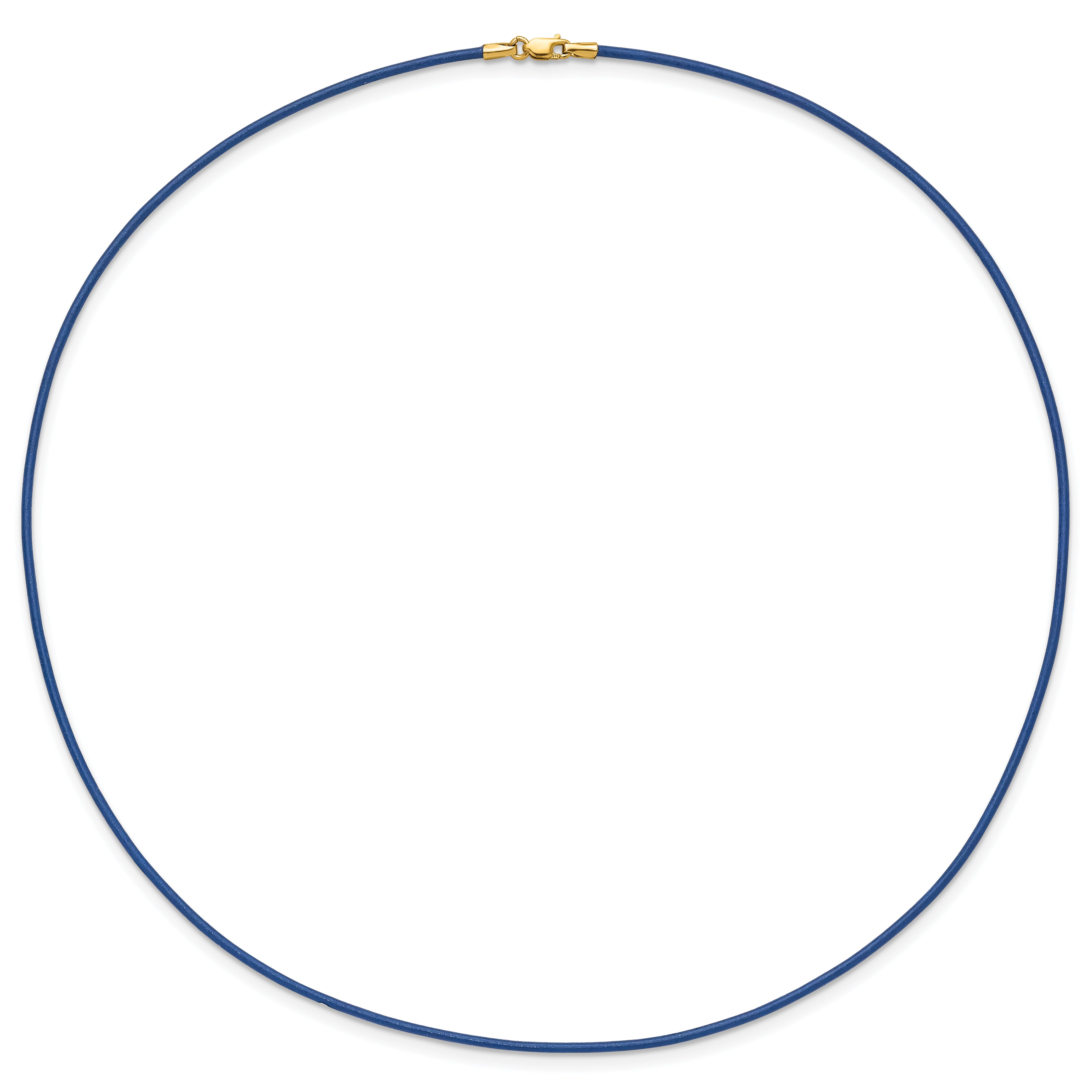 14k Yellow Clasp 1.6mm 16 inch Royal Blue Leather Cord Necklace