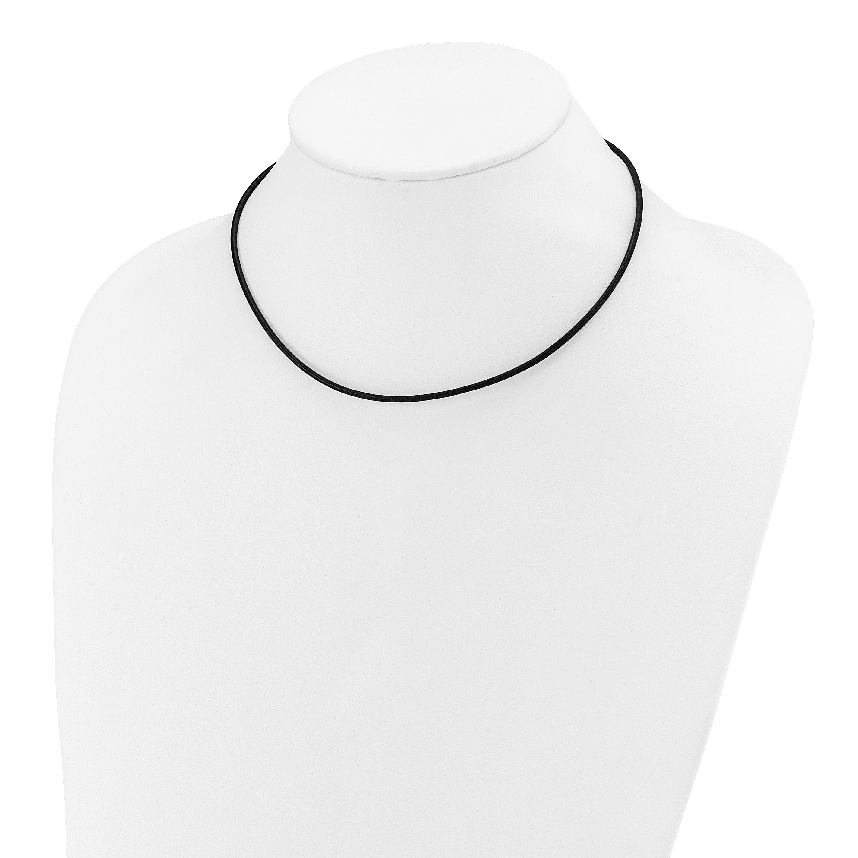 14k Yellow Clasp 2mm 16 inch Black Leather Cord Necklace