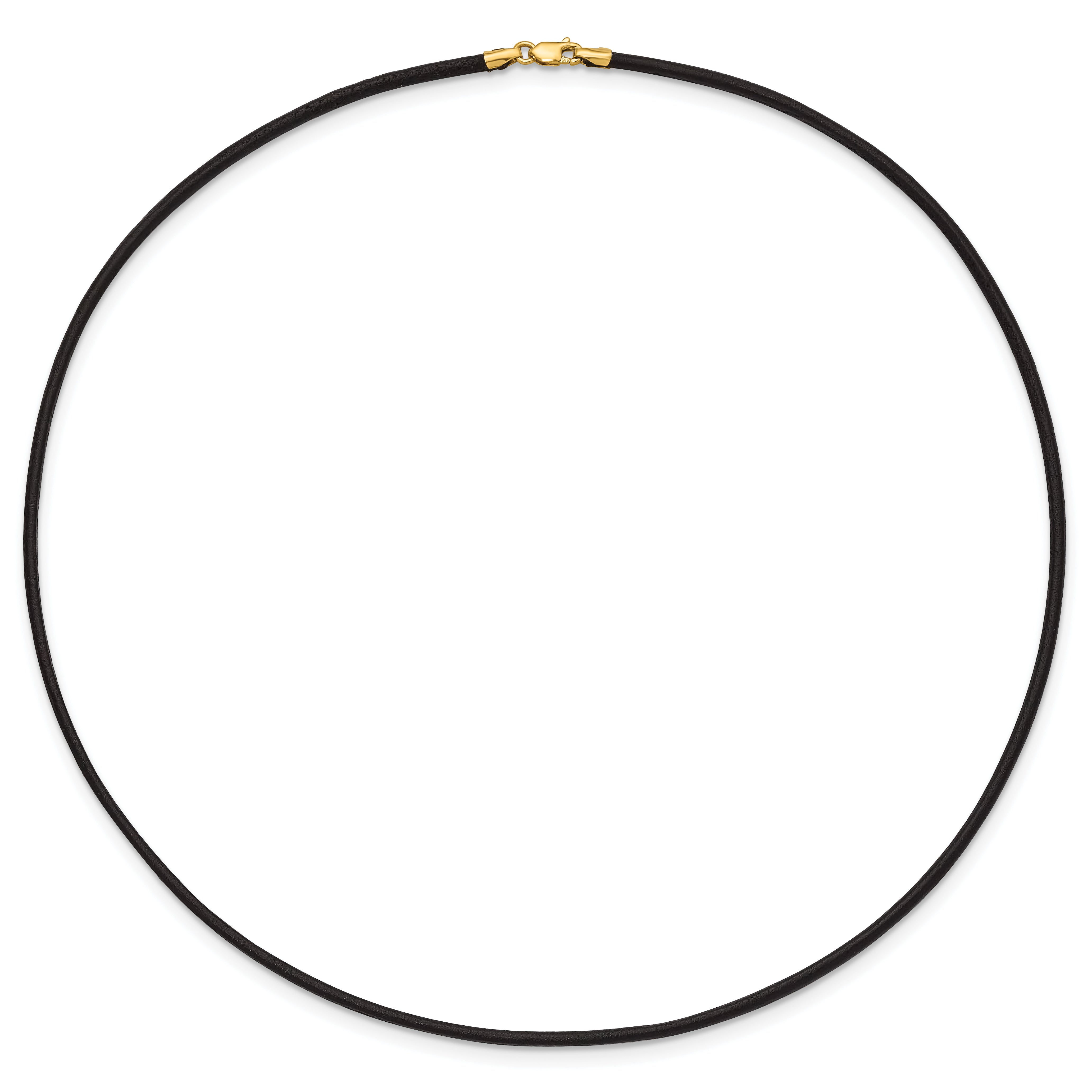 14k Yellow Clasp 2mm 16 inch Black Leather Cord Necklace