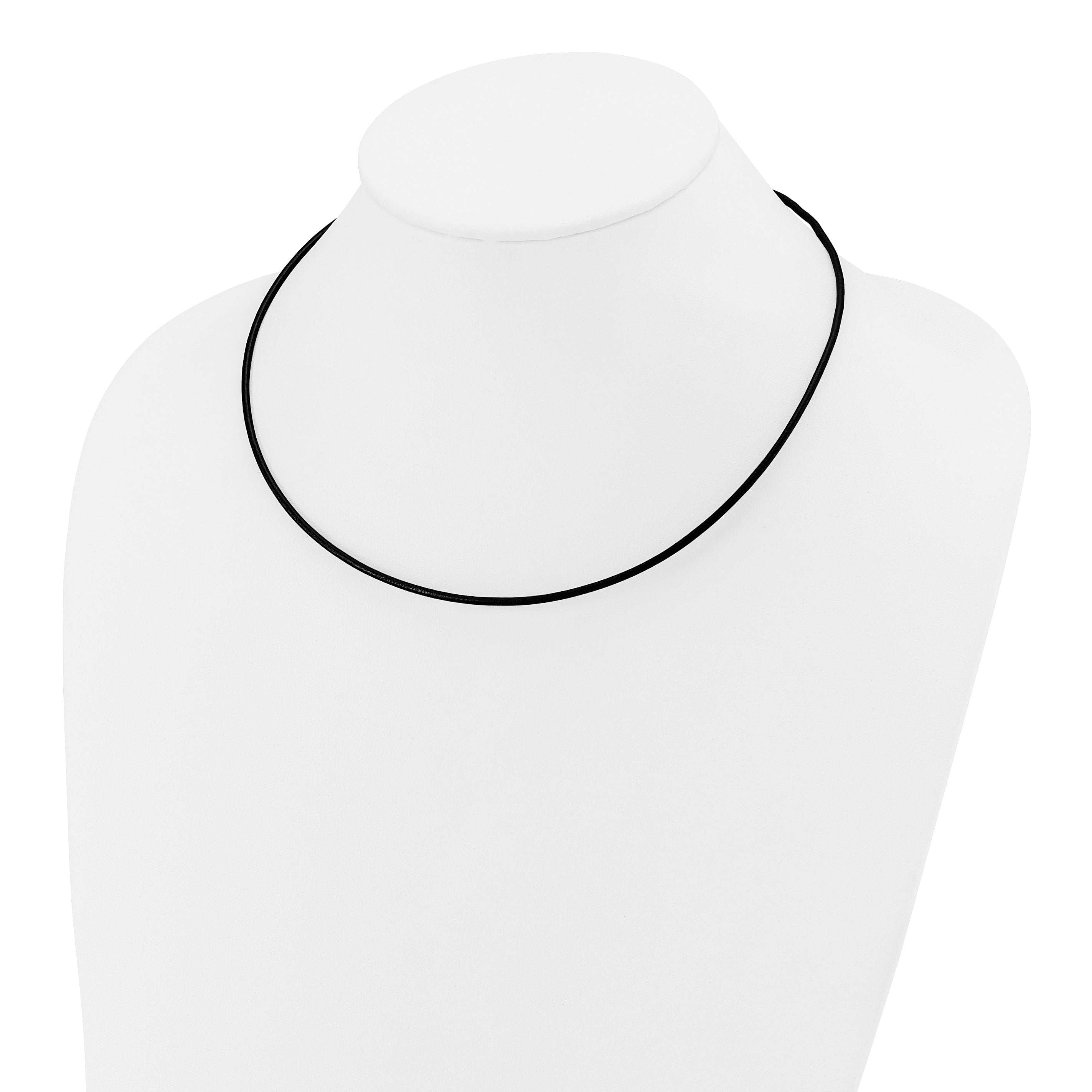 14k Yellow Clasp 2mm 16 inch Black Leather Cord Necklace