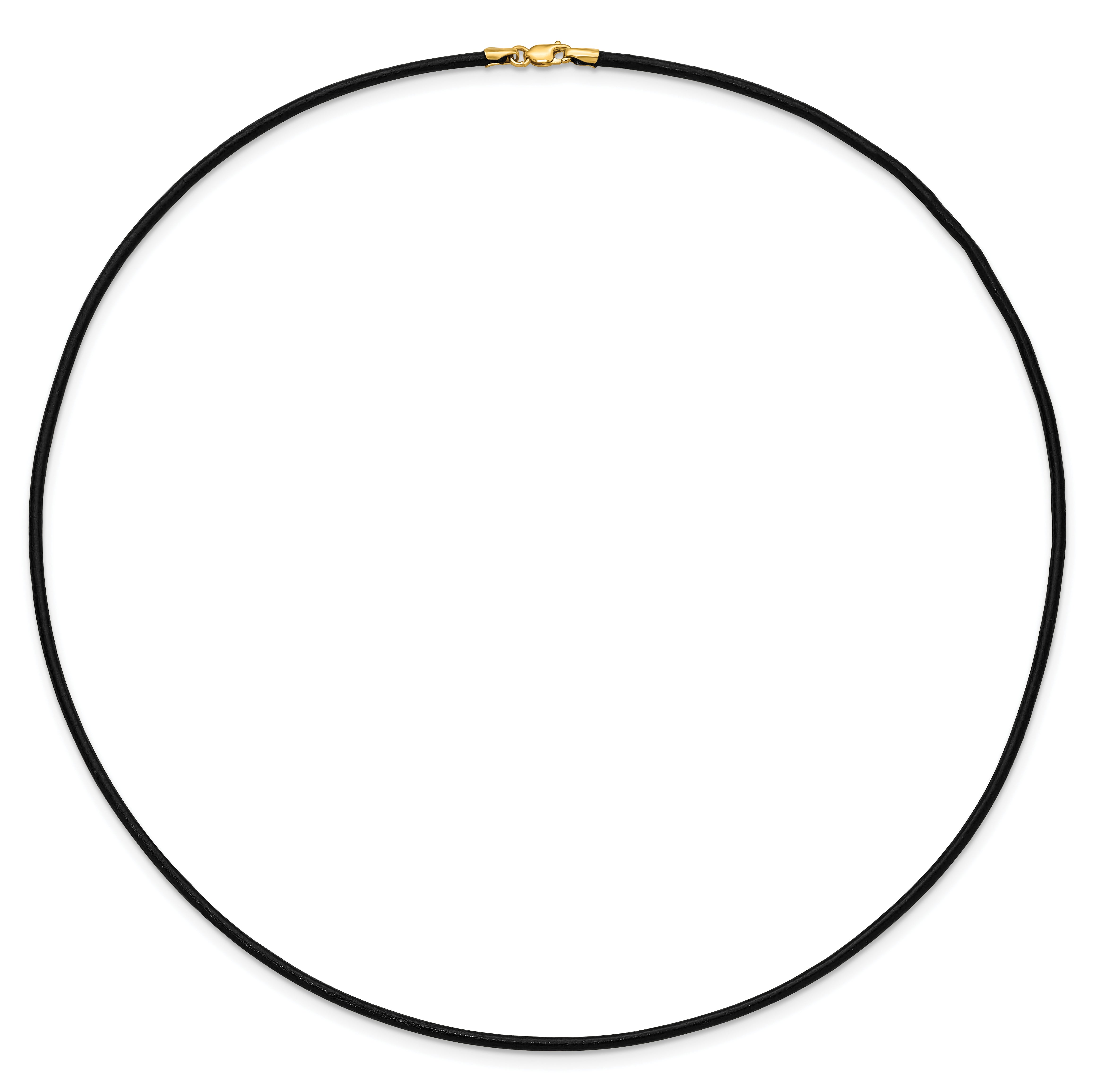14k Yellow Clasp 2mm 16 inch Black Leather Cord Necklace