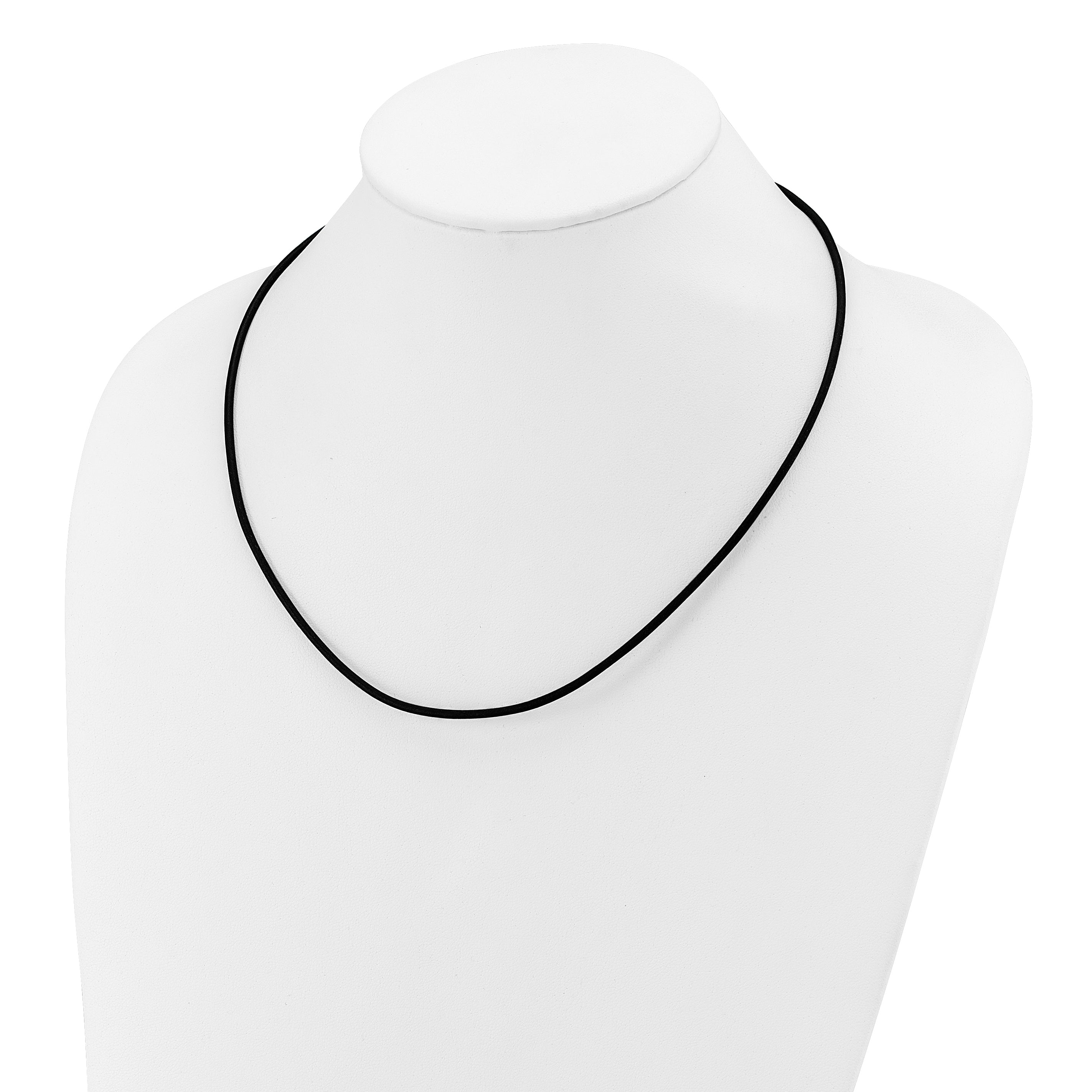 14k Yellow Clasp 2mm 16 inch Black Leather Cord Necklace