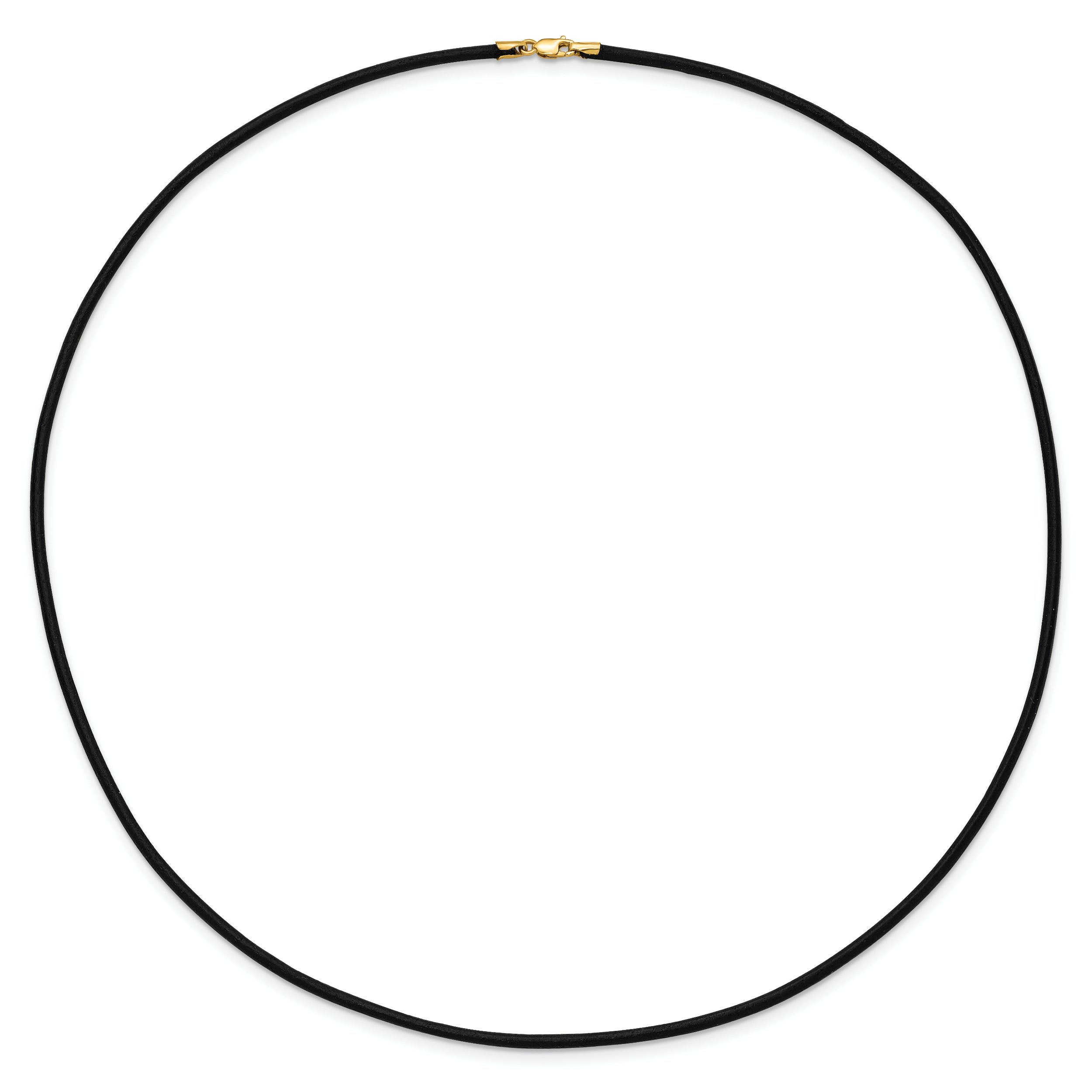 14k Yellow Clasp 2mm 16 inch Black Leather Cord Necklace