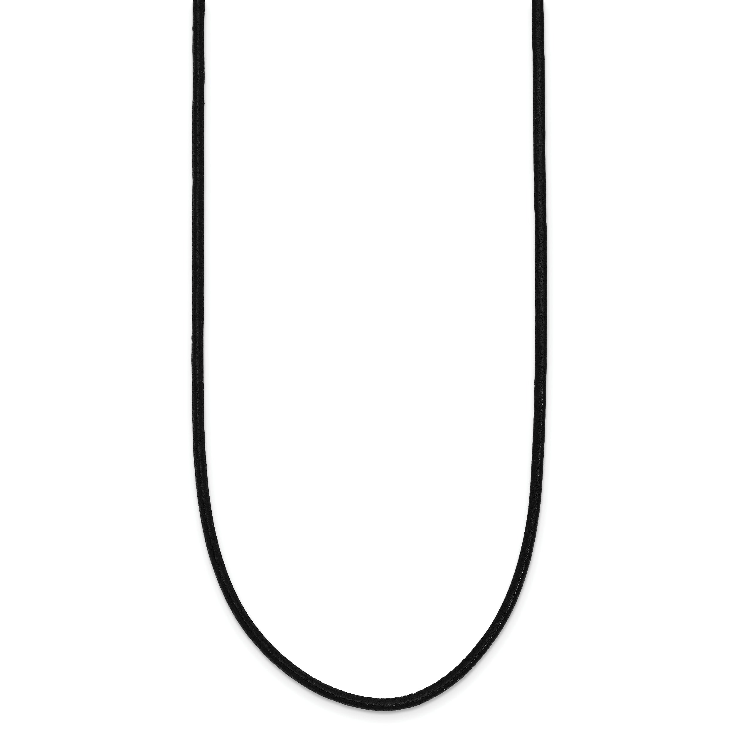 14k White Gold Clasp 2mm 16 inch Black Leather Cord Necklace