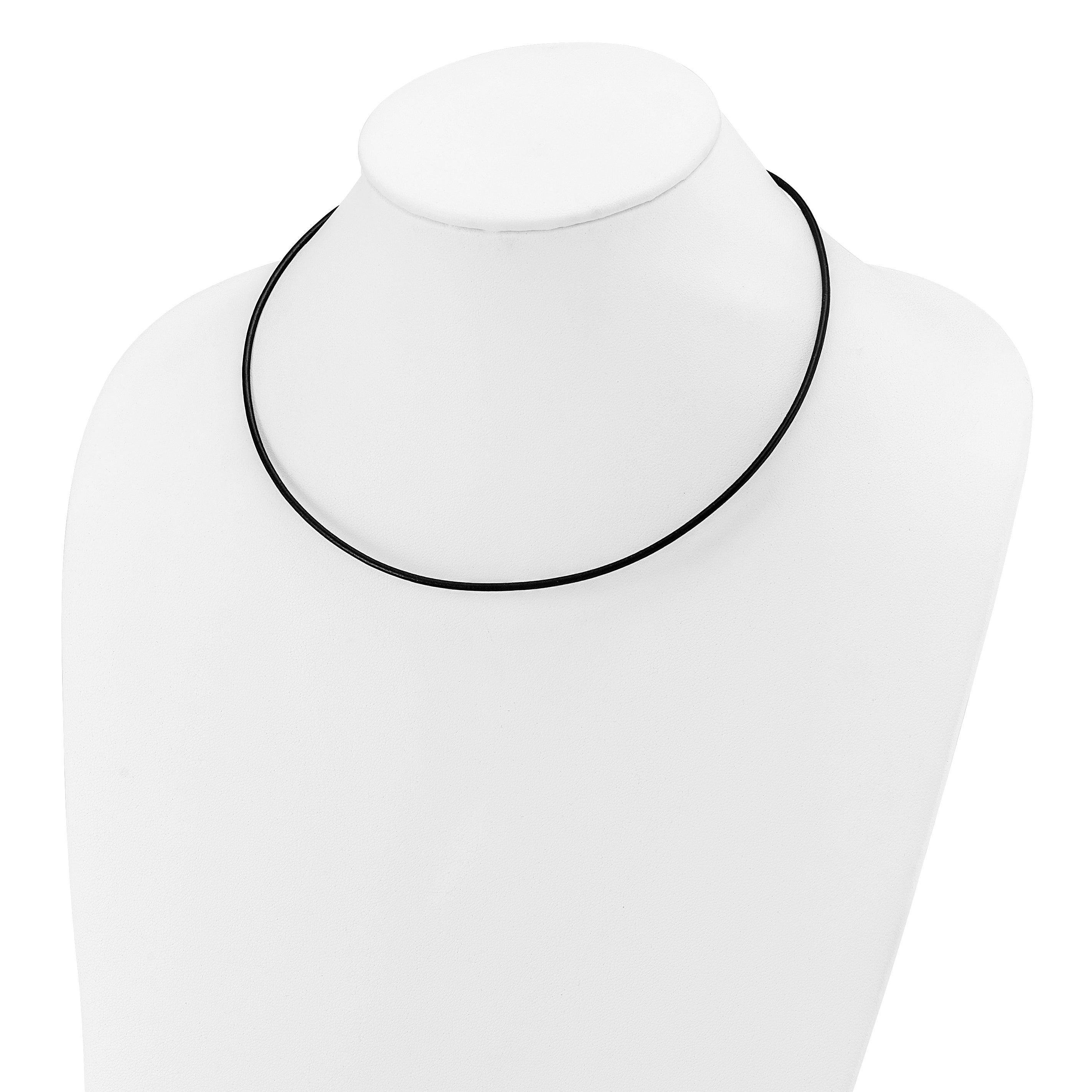 14k White Gold Clasp 2mm 16 inch Black Leather Cord Necklace