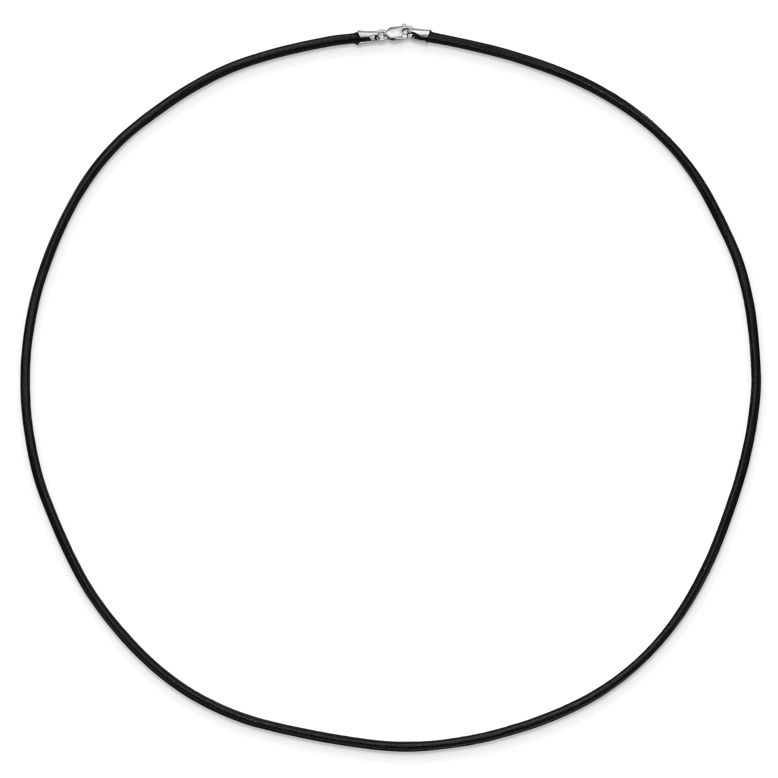 14k White Gold Clasp 2mm 16 inch Black Leather Cord Necklace