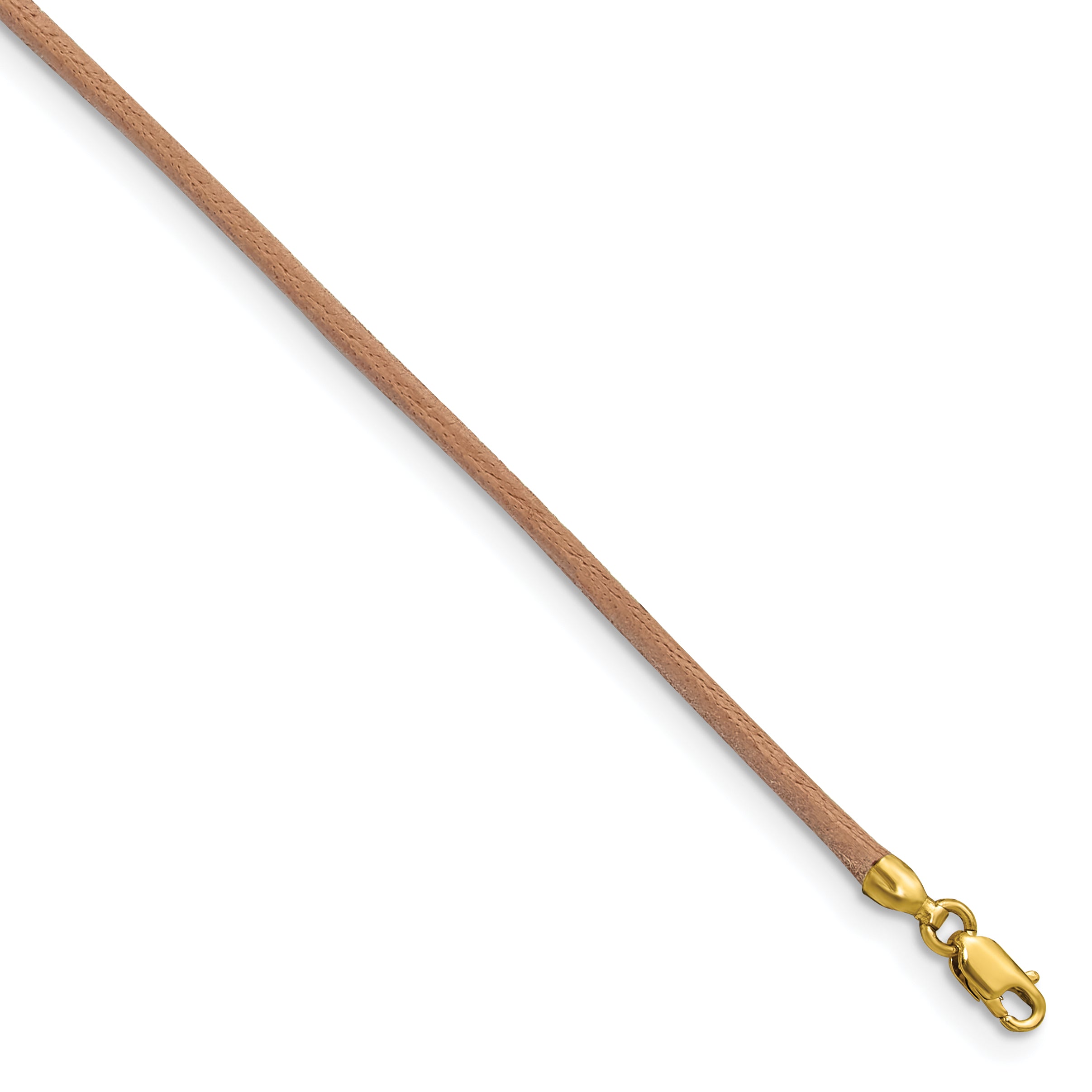 14k Yellow Clasp 2mm 16 inch Natural Leather Cord Necklace