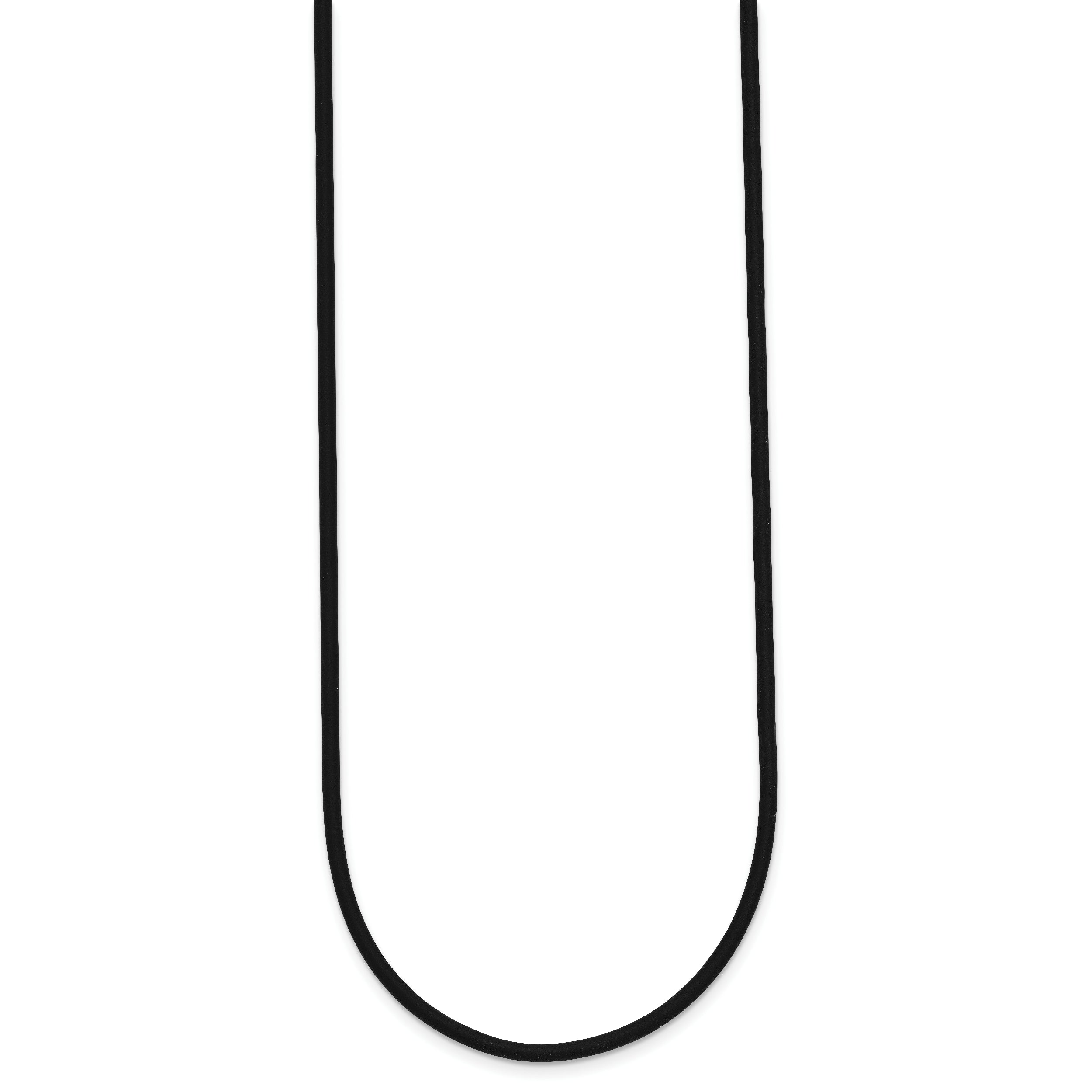 14k Yellow Clasp 2mm 16 inch Black Rubber Cord Necklace