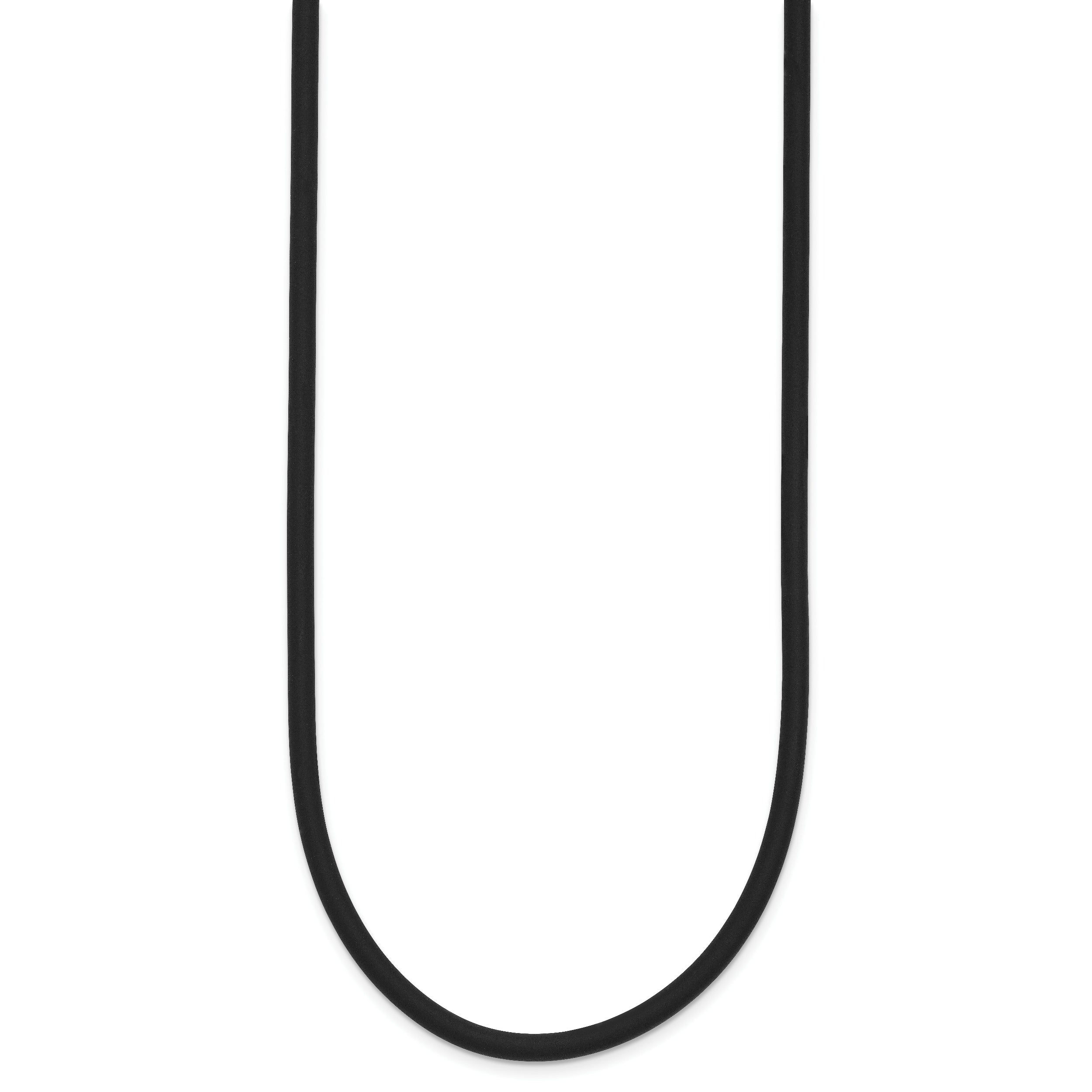 14k Yellow Clasp 3mm 16 inch Black Rubber Cord Necklace