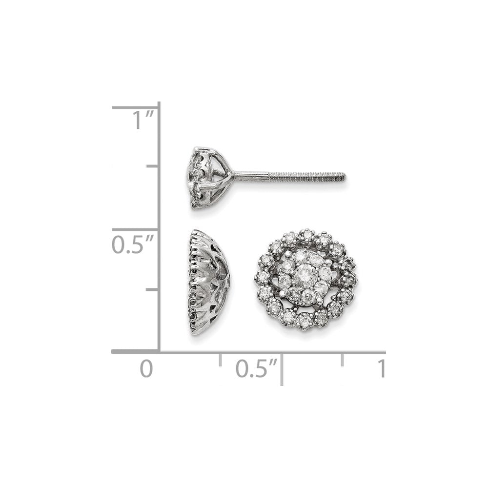 14K White Gold Medium Flower & Jacket Diamond Post Earrings