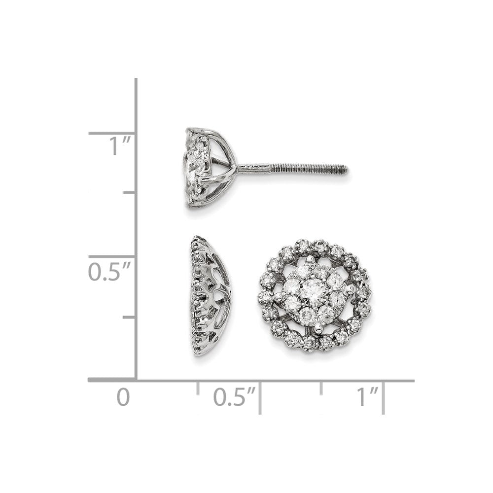 14K White Gold Large Flower & Jacket Diamond Post Earrings