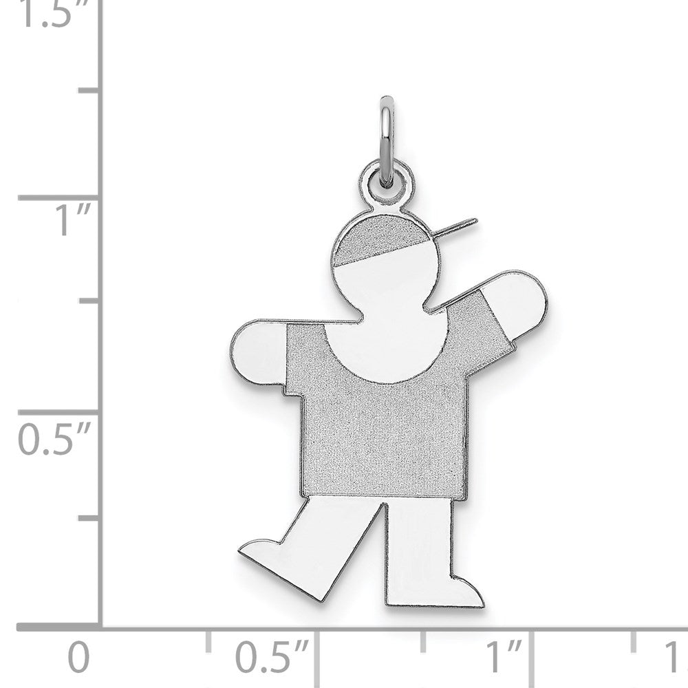 Sterling Silver Rhodium-plated Kiss Kid Charm