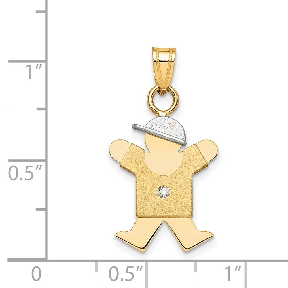 14k Two-tone AA Diamond Kid Pendant