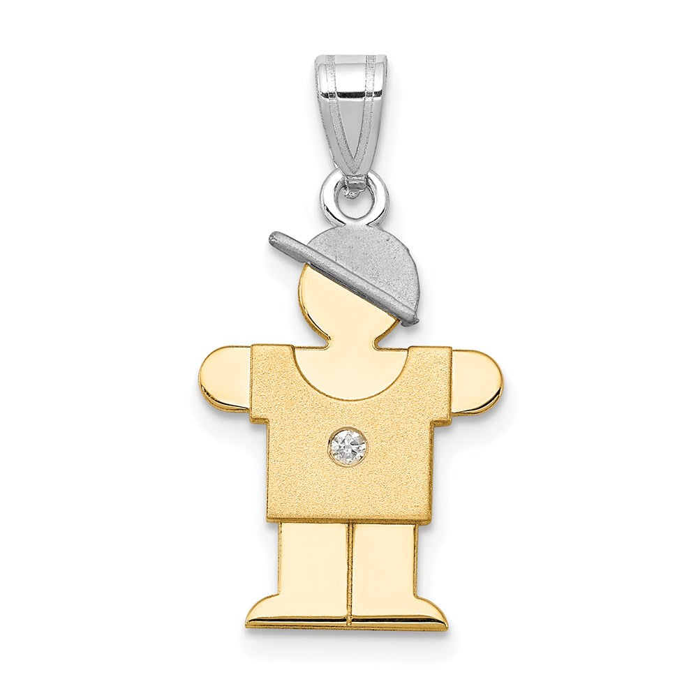 14k Two-tone AA Diamond Kid Pendant