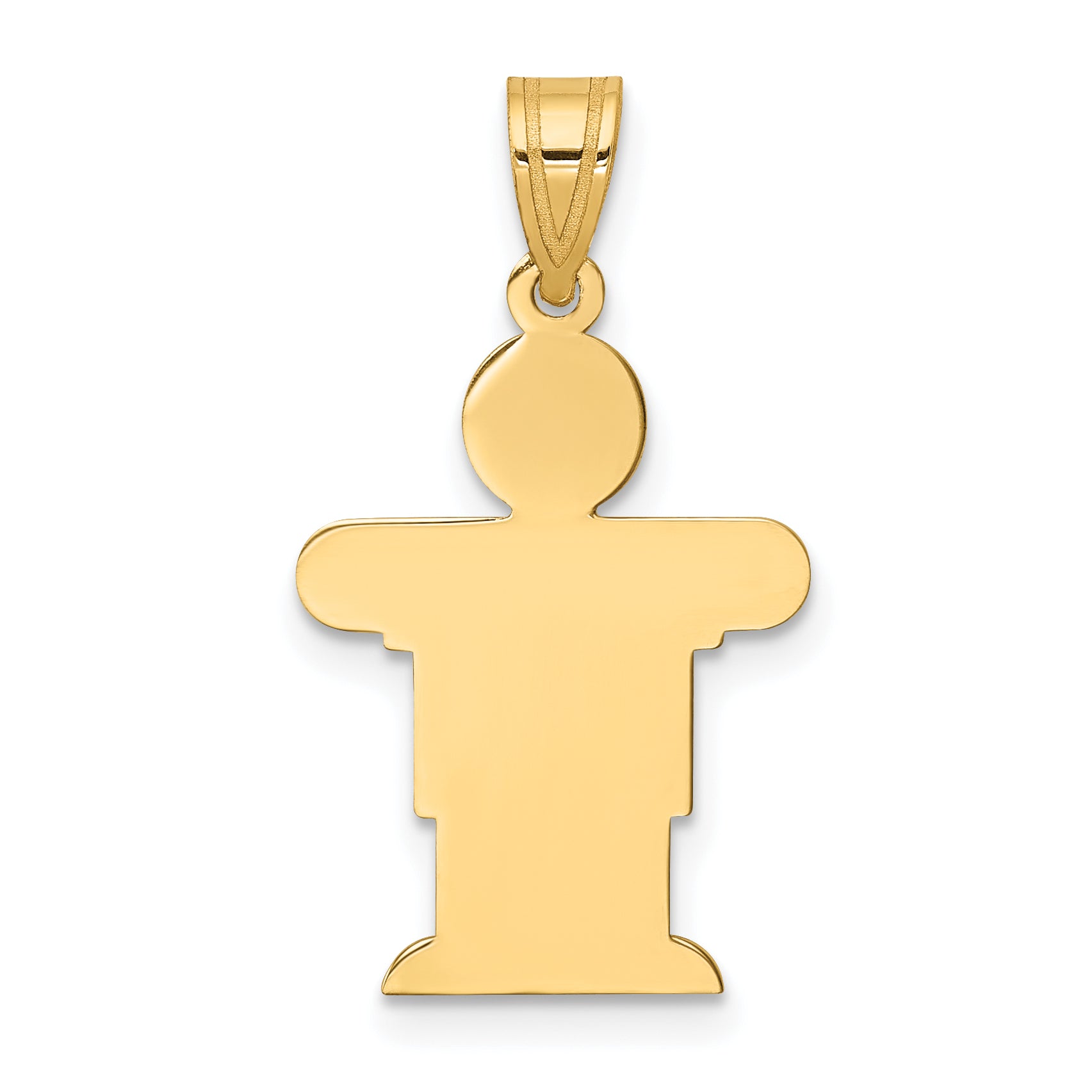 14k Solid Satin Engravable Boy Charm