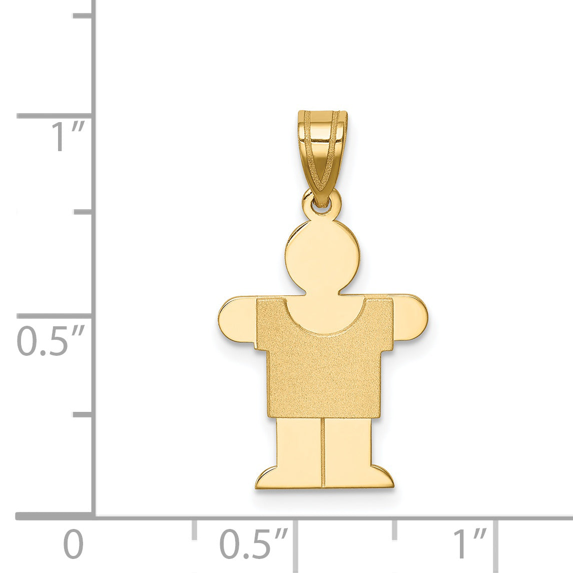14k Solid Satin Engravable Boy Charm