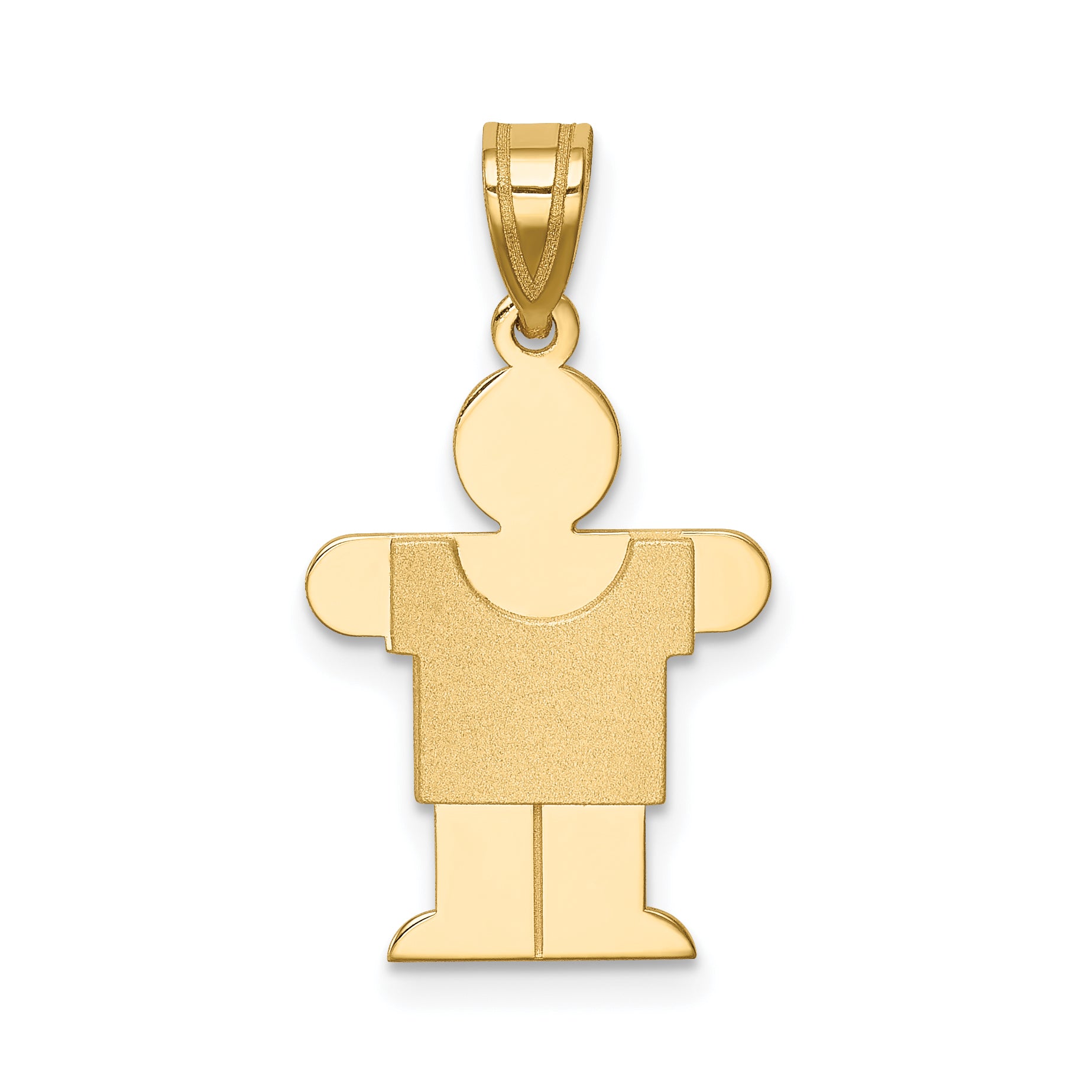 14k Solid Satin Engravable Boy Charm