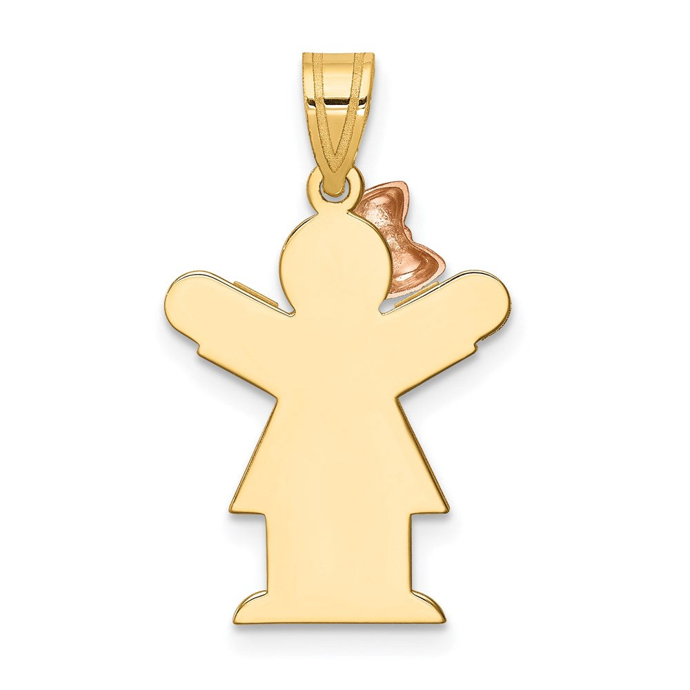 14k Two-Tone Small Girl w/ Bow on Left Engravable Charm