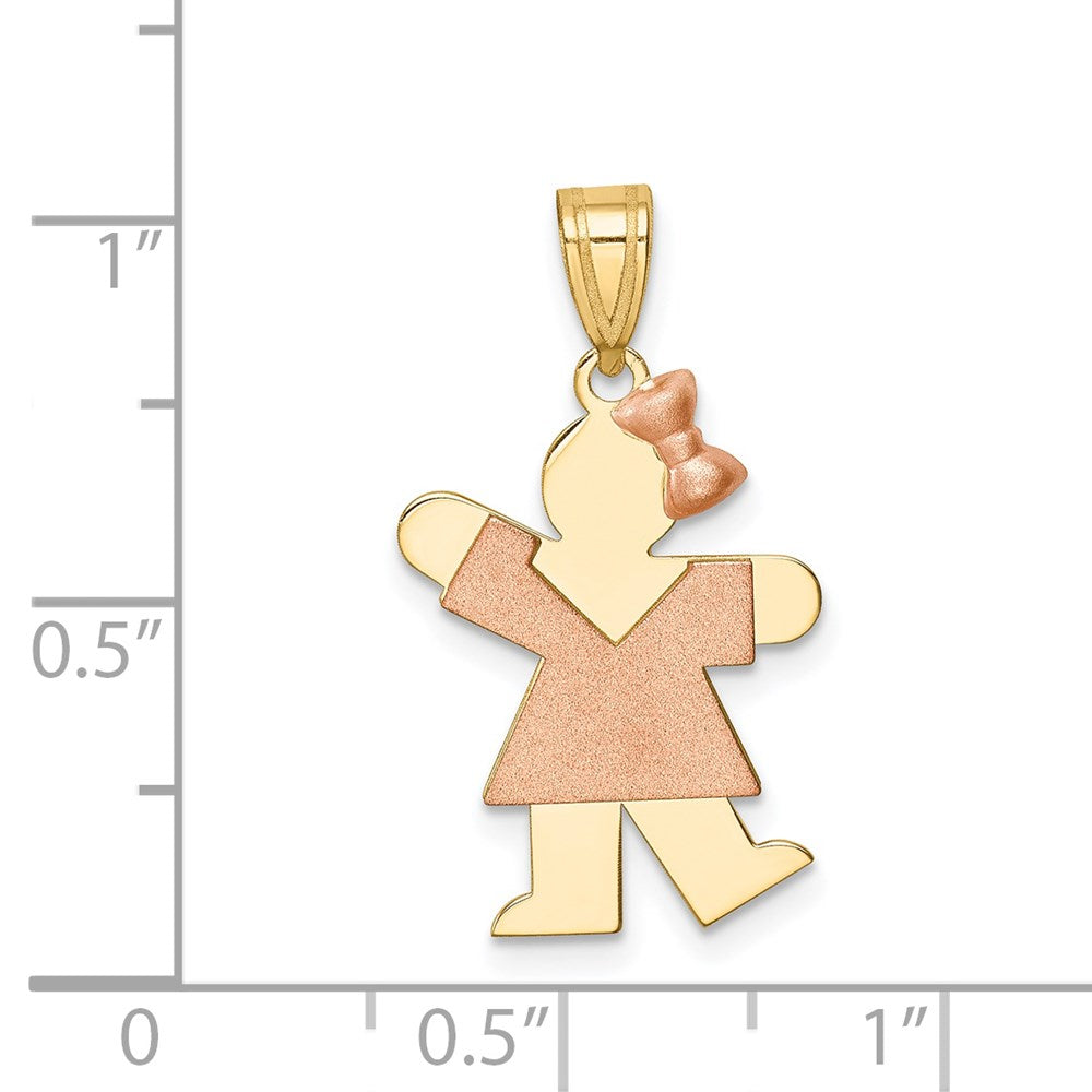 14k Two-Tone Small Girl w/ Bow on Right Engravable Charm