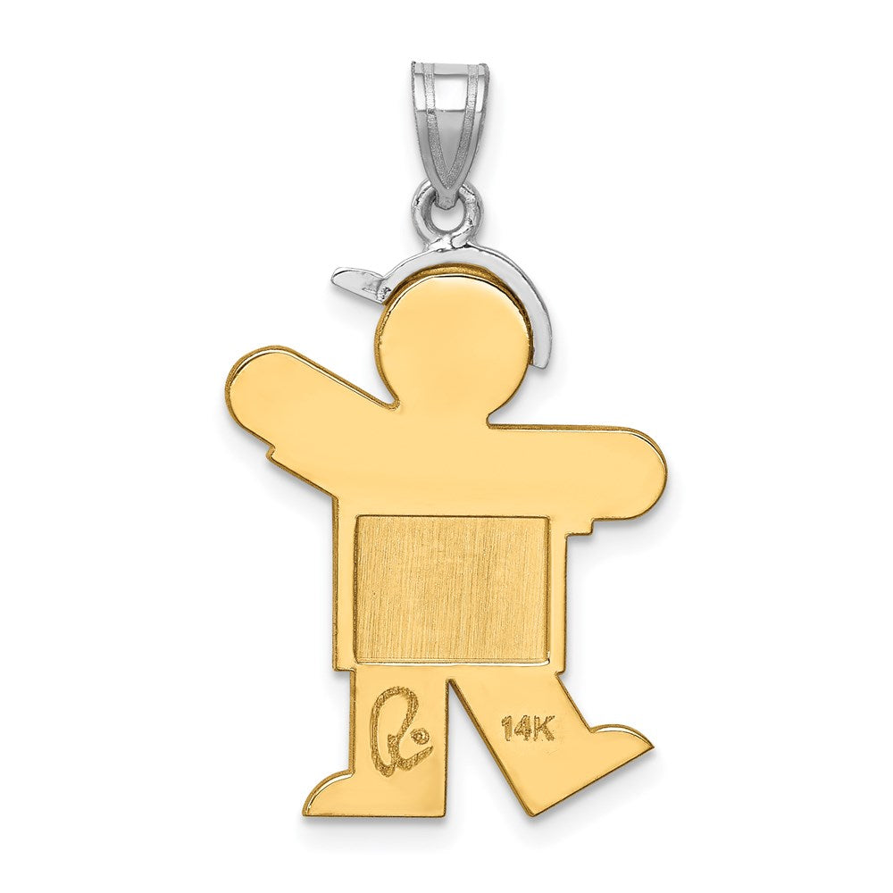 14k Two-Tone Large Boy w/Hat on Left Engravable Charm