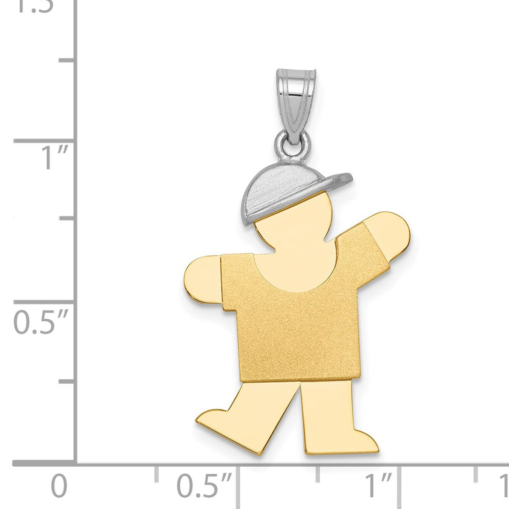 14k Two-Tone Large Boy w/Hat on Left Engravable Charm