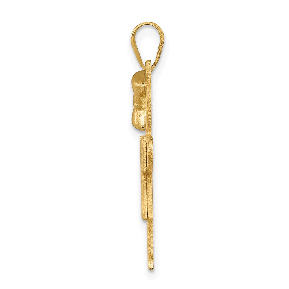 14k Solid Engravable Girl w/Bow on Left Charm