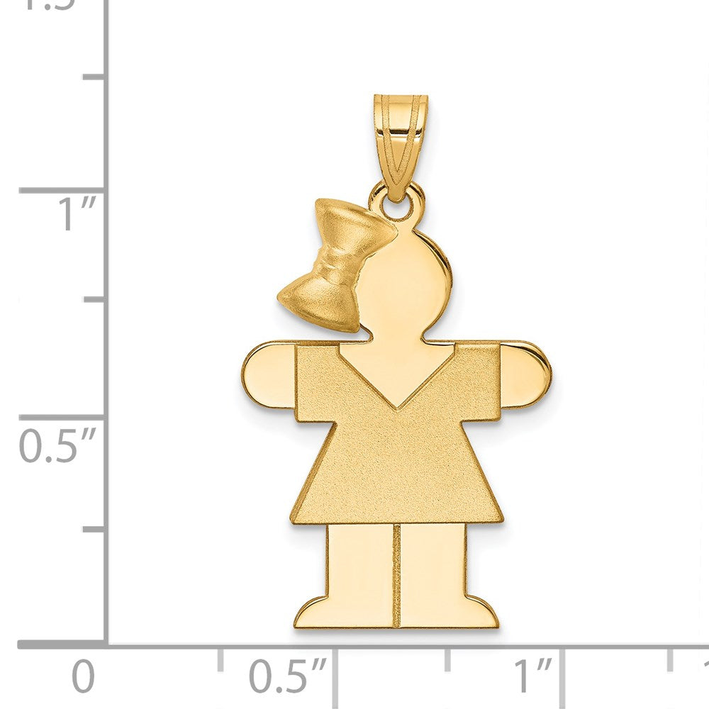 14k Solid Engravable Girl w/Bow on Left Charm