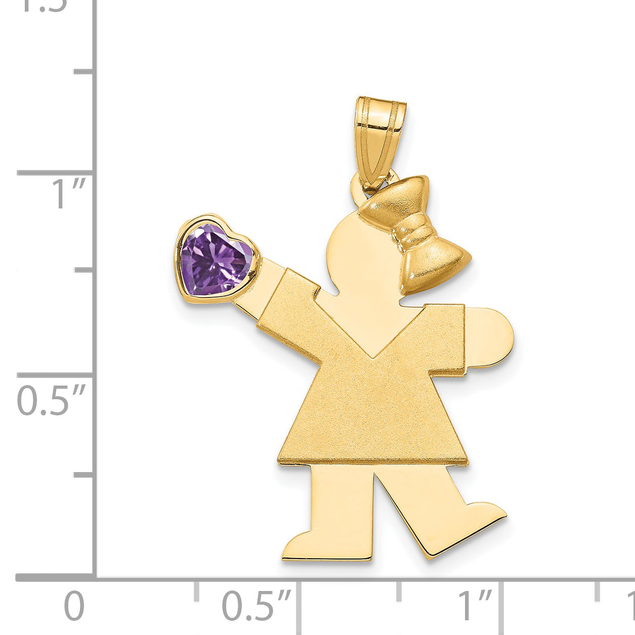 14k Girl with CZ February Birthstone Charm
