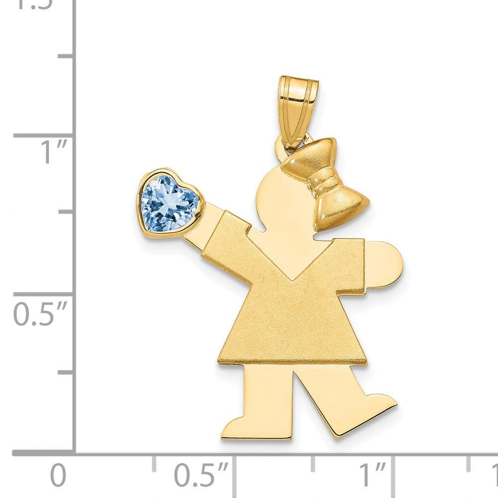 14k Girl with CZ March Birthstone Charm