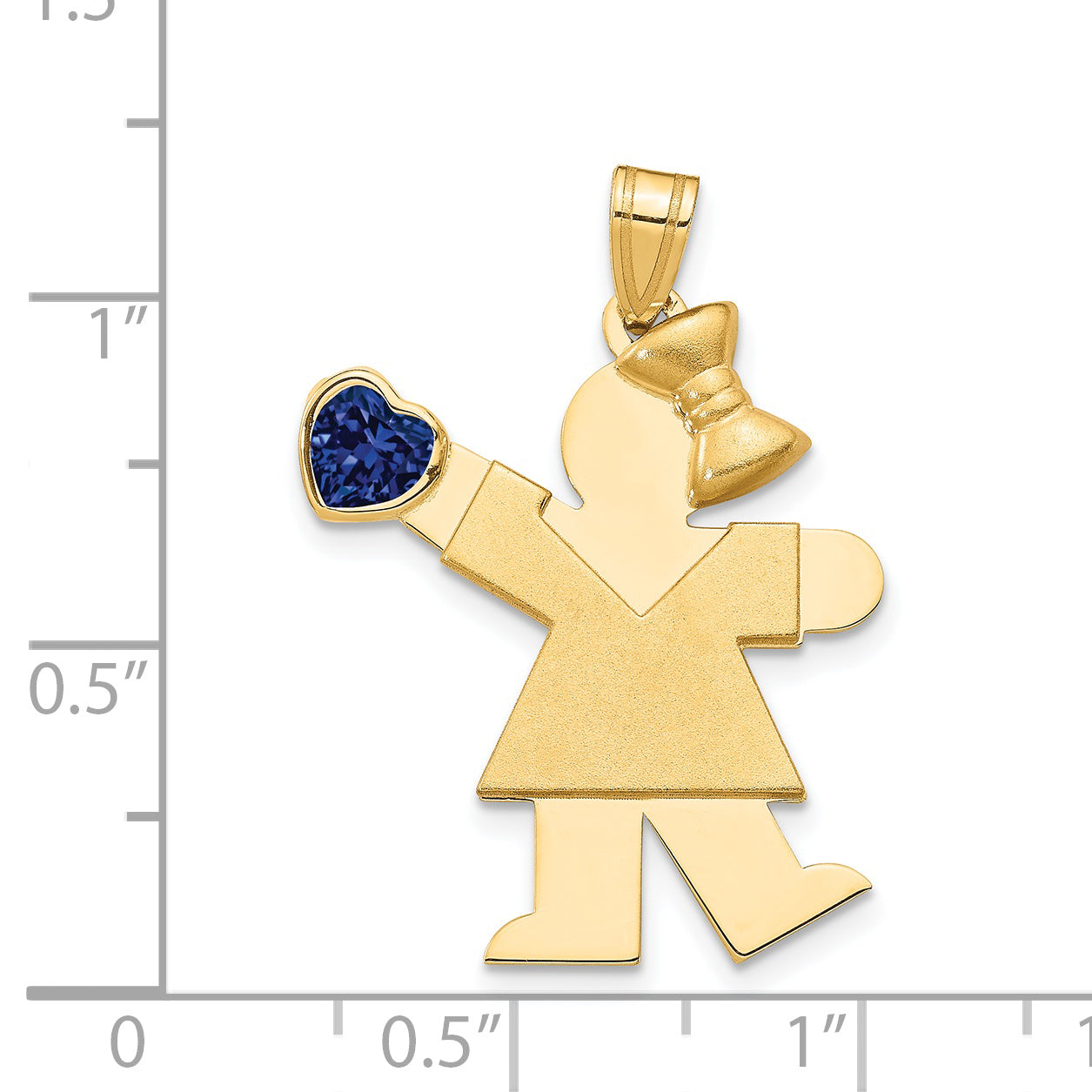 14k Girl with CZ September Birthstone Charm