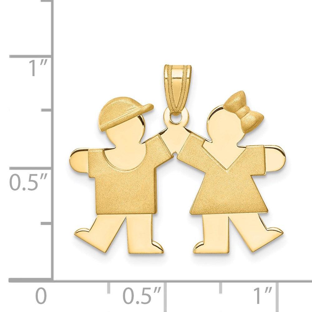 14k Solid Boy Facing Right and Girl Facing Left Engravable Charm