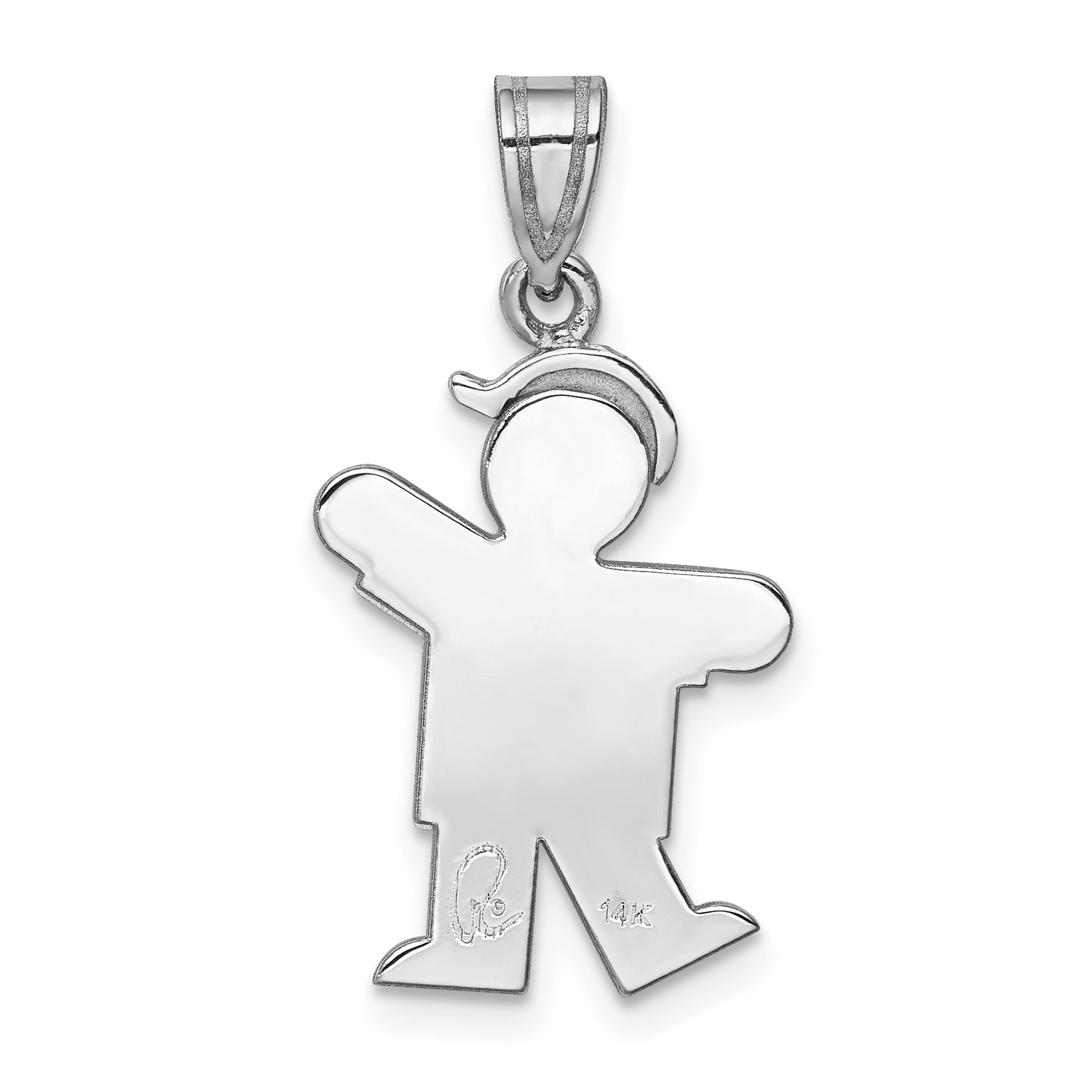 14k White Gold Small Boy w/Hat on Left Engravable Charm
