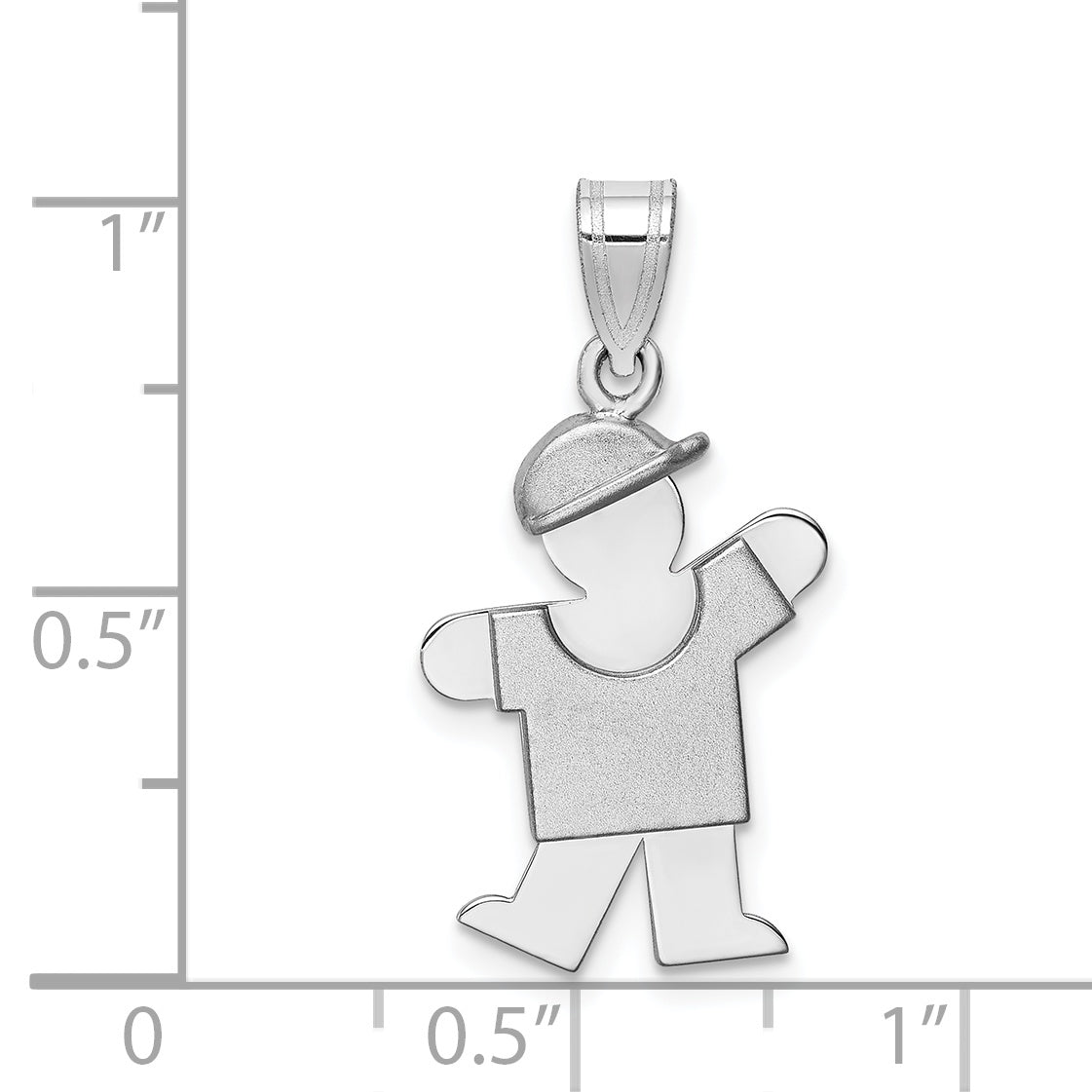 14k White Gold Small Boy w/Hat on Left Engravable Charm