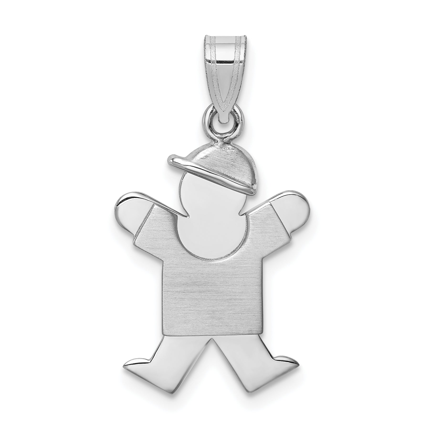 14k White Gold Small Boy w/Hat on Right Engravable Charm
