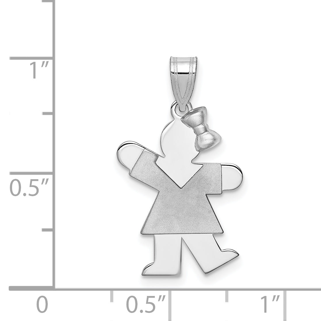 14k White Gold Small Girl w/Bow on Right Engravable Charm