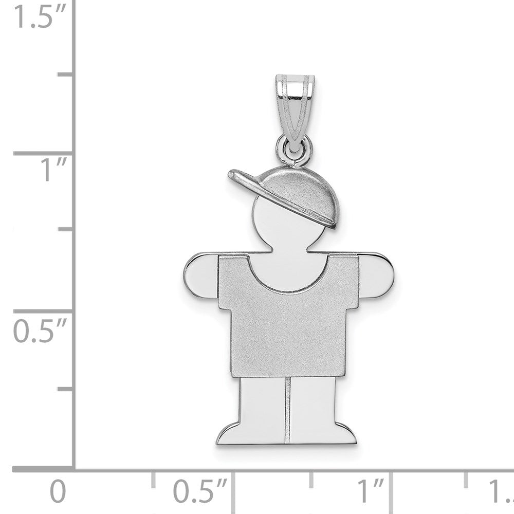14k White Gold Medium Boy w/Hat on Right Engravable Charm