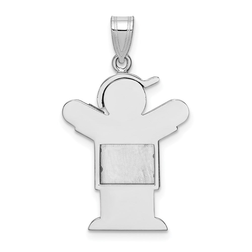 14k White Gold Medium Boy w/Hat on Right Engravable Charm
