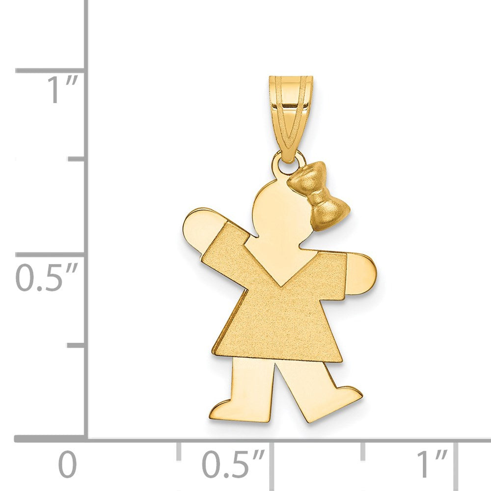 14k Solid Engravable Girl with Bow on Right Charm