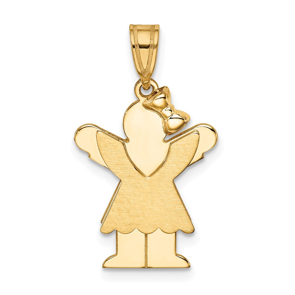 14k Solid Engravable Girl with Bow on Right Charm