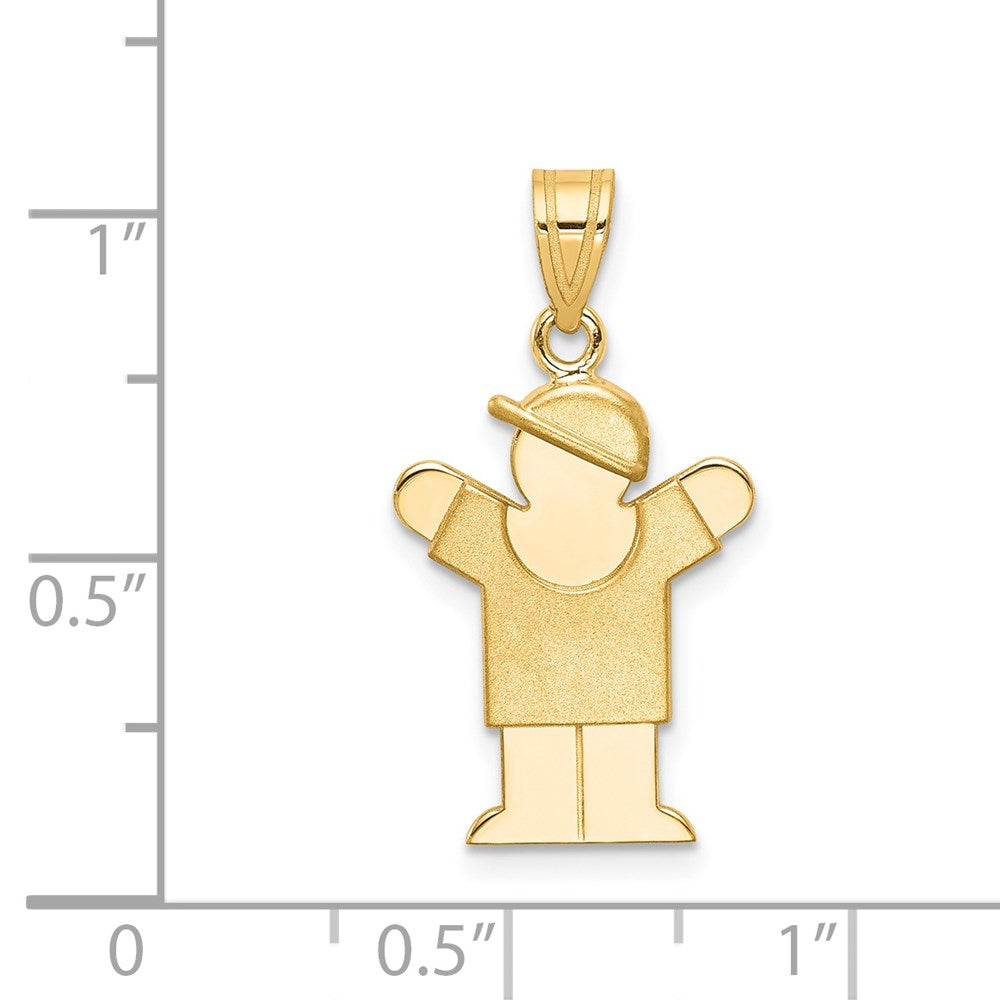 14k Solid Engravable Boy with Hat on Right Charm
