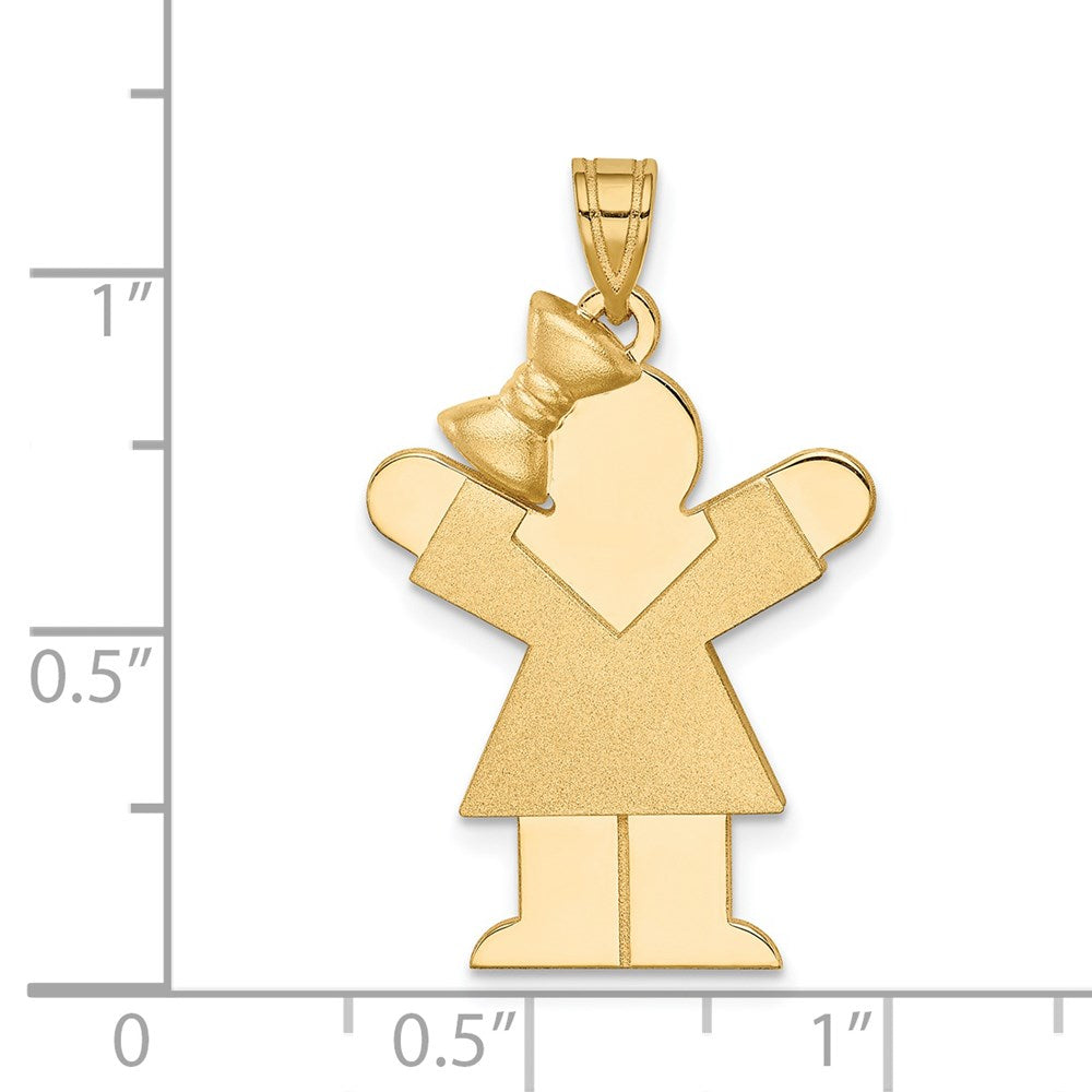 14k Solid Engravable Girl with Bow on Left Charm